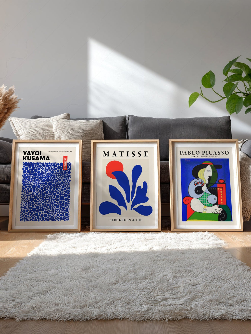 Henri Matisse, Yayoi Kusama, Pablo Picasso Set of 3 Art Prints – Modern Gallery Wall Posters