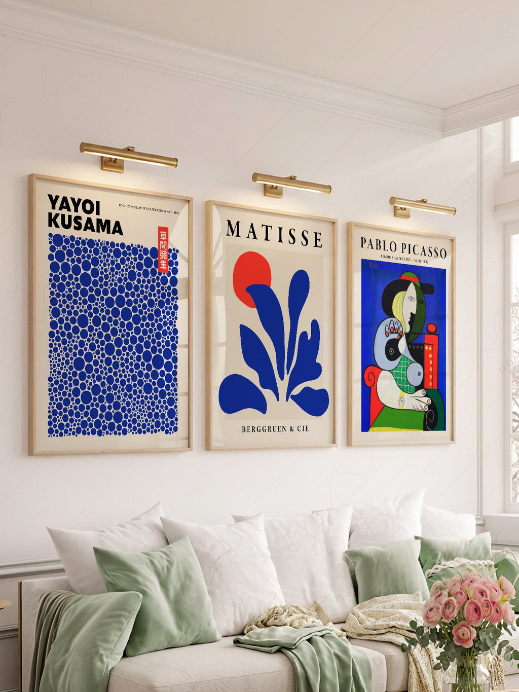 Henri Matisse, Yayoi Kusama, Pablo Picasso Set of 3 Art Prints – Modern Gallery Wall Posters