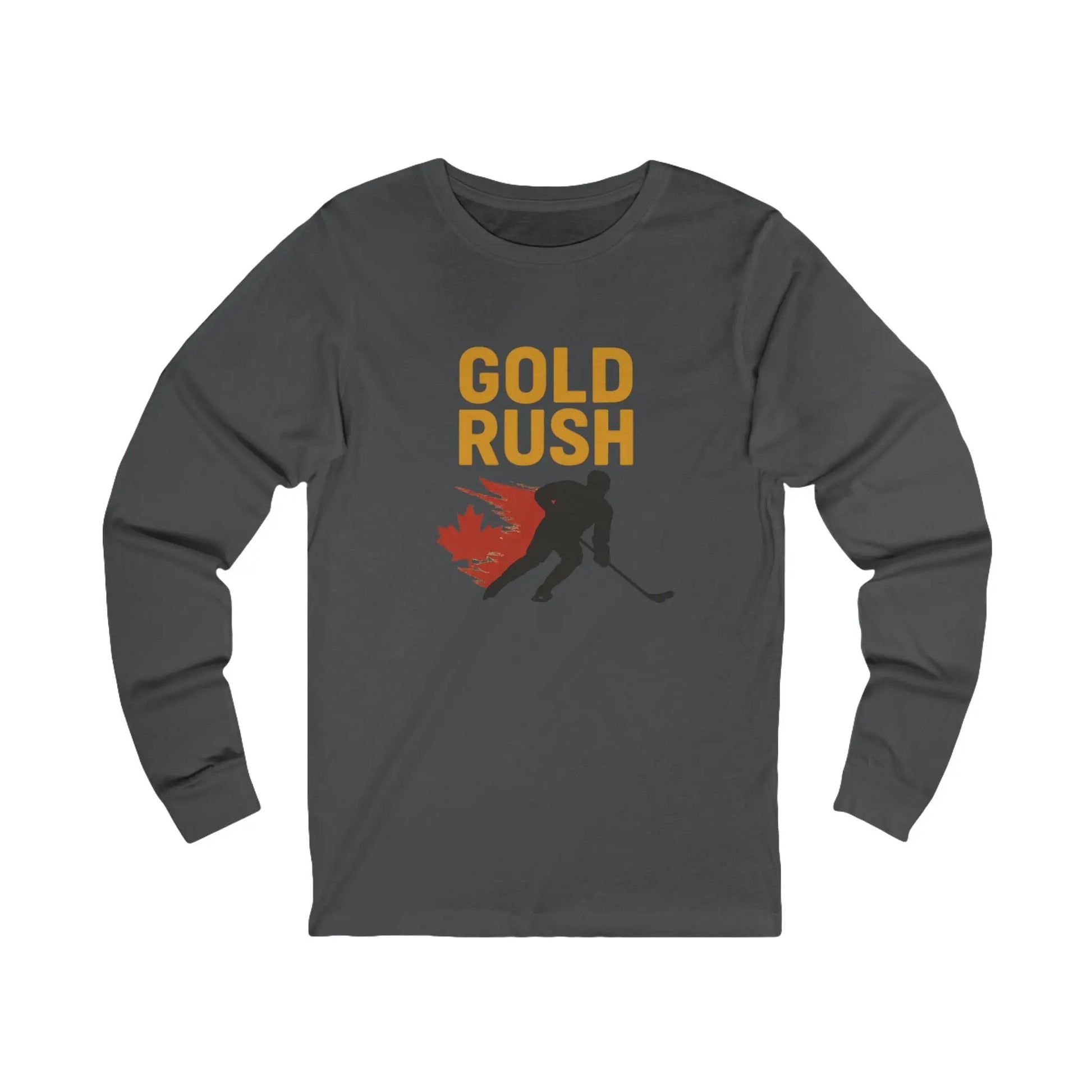 Gold Rush Hockey Unisex Long Sleeve Shirt - Canada Olympic Gold - Maple Stick Hockey