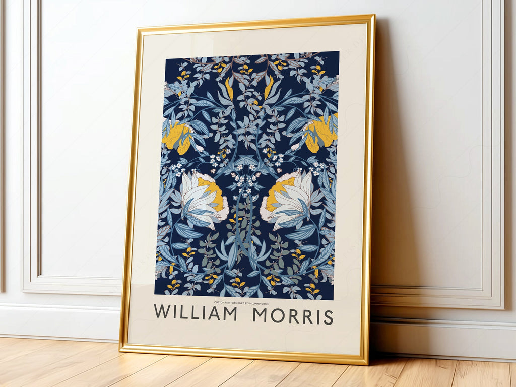 William Morris Blue Floral - Botanical Wall Art Print