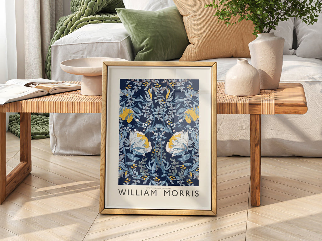 William Morris Blue Floral - Botanical Wall Art Print