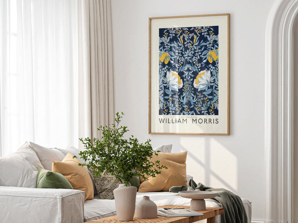 William Morris Blue Floral - Botanical Wall Art Print