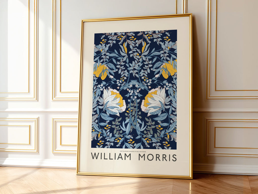 William Morris Blue Floral - Botanical Wall Art Print