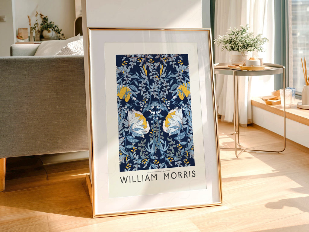 William Morris Blue Floral - Botanical Wall Art Print