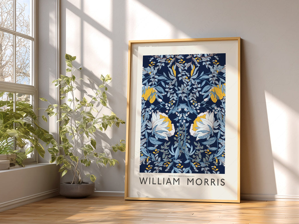 William Morris Blue Floral - Botanical Wall Art Print