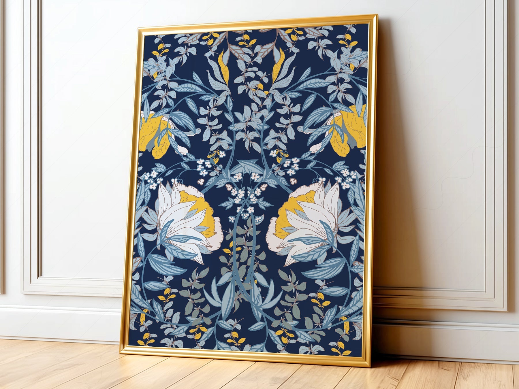 William Morris Blue Floral Art Print – Botanical Wall Art Poster
