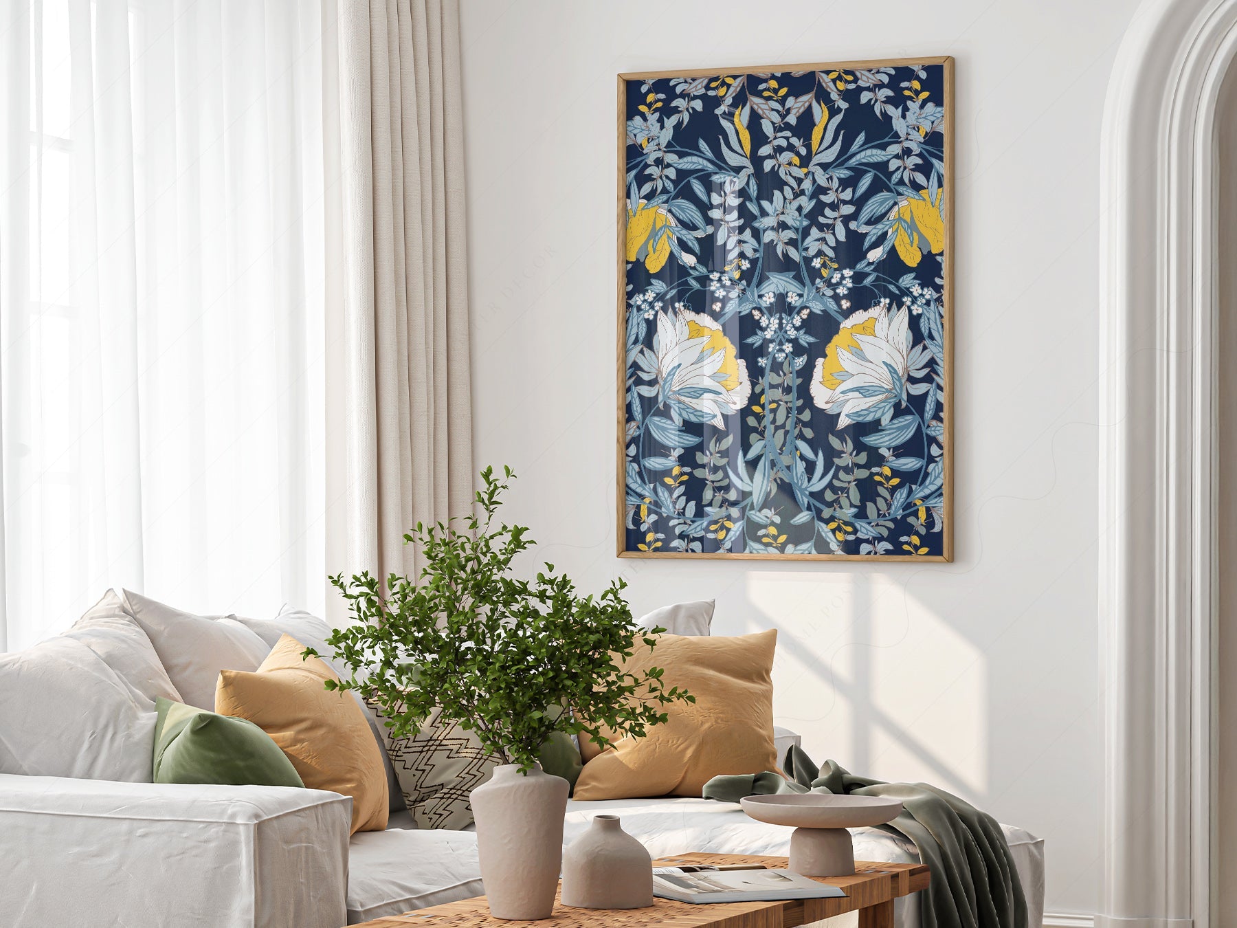 William Morris Blue Floral Art Print – Botanical Wall Art Poster