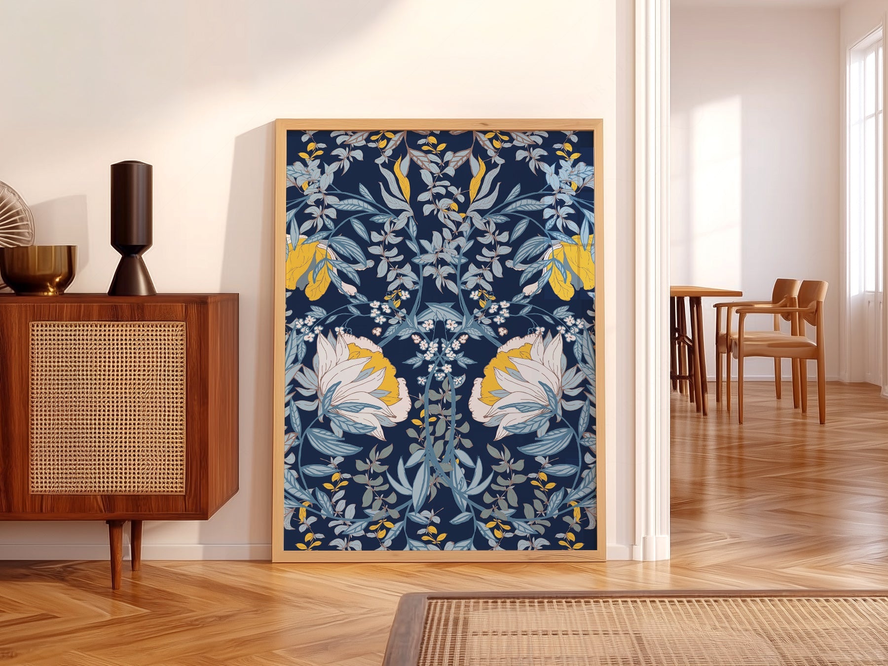 William Morris Blue Floral Art Print – Botanical Wall Art Poster