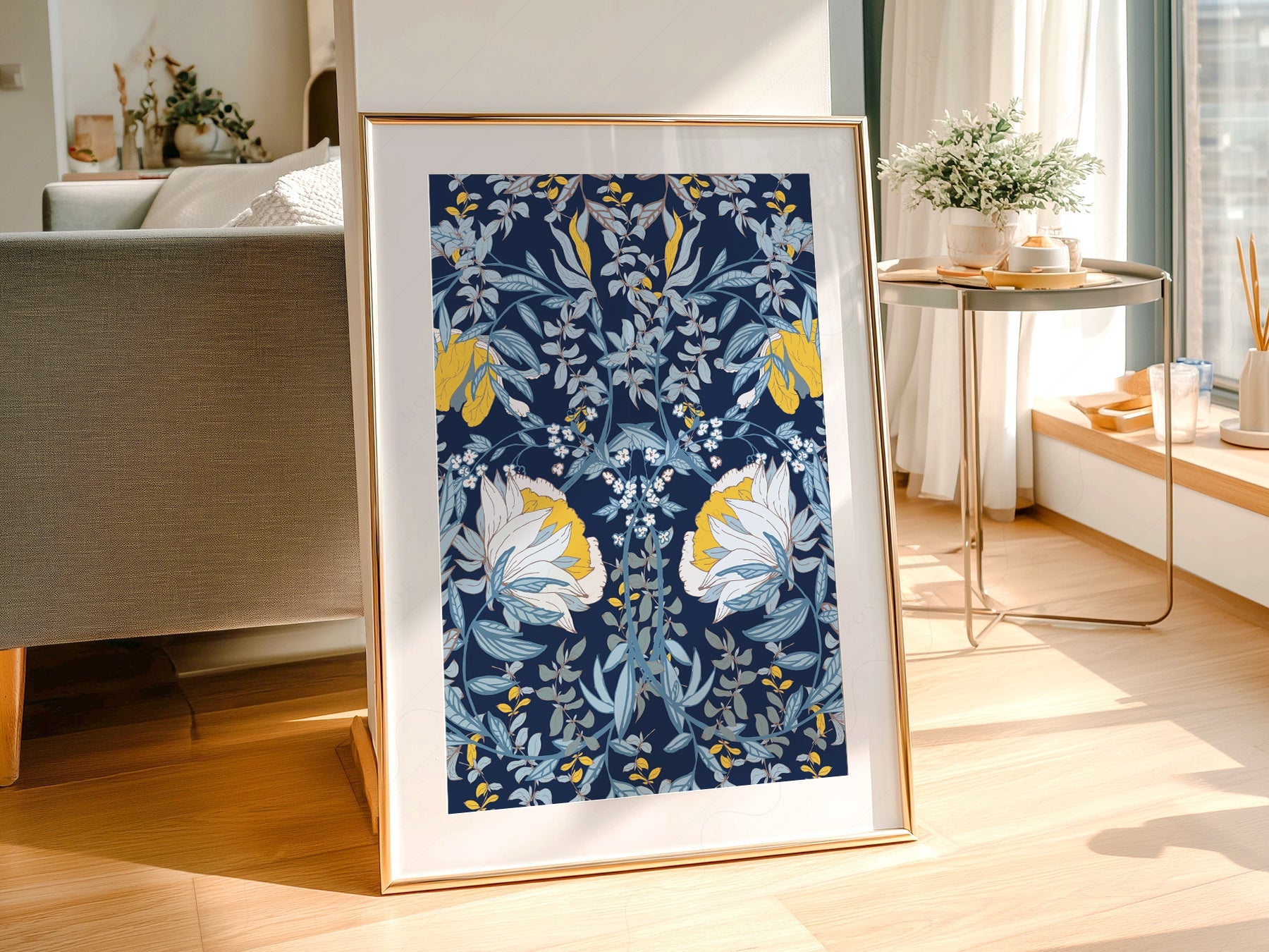 William Morris Blue Floral Art Print – Botanical Wall Art Poster