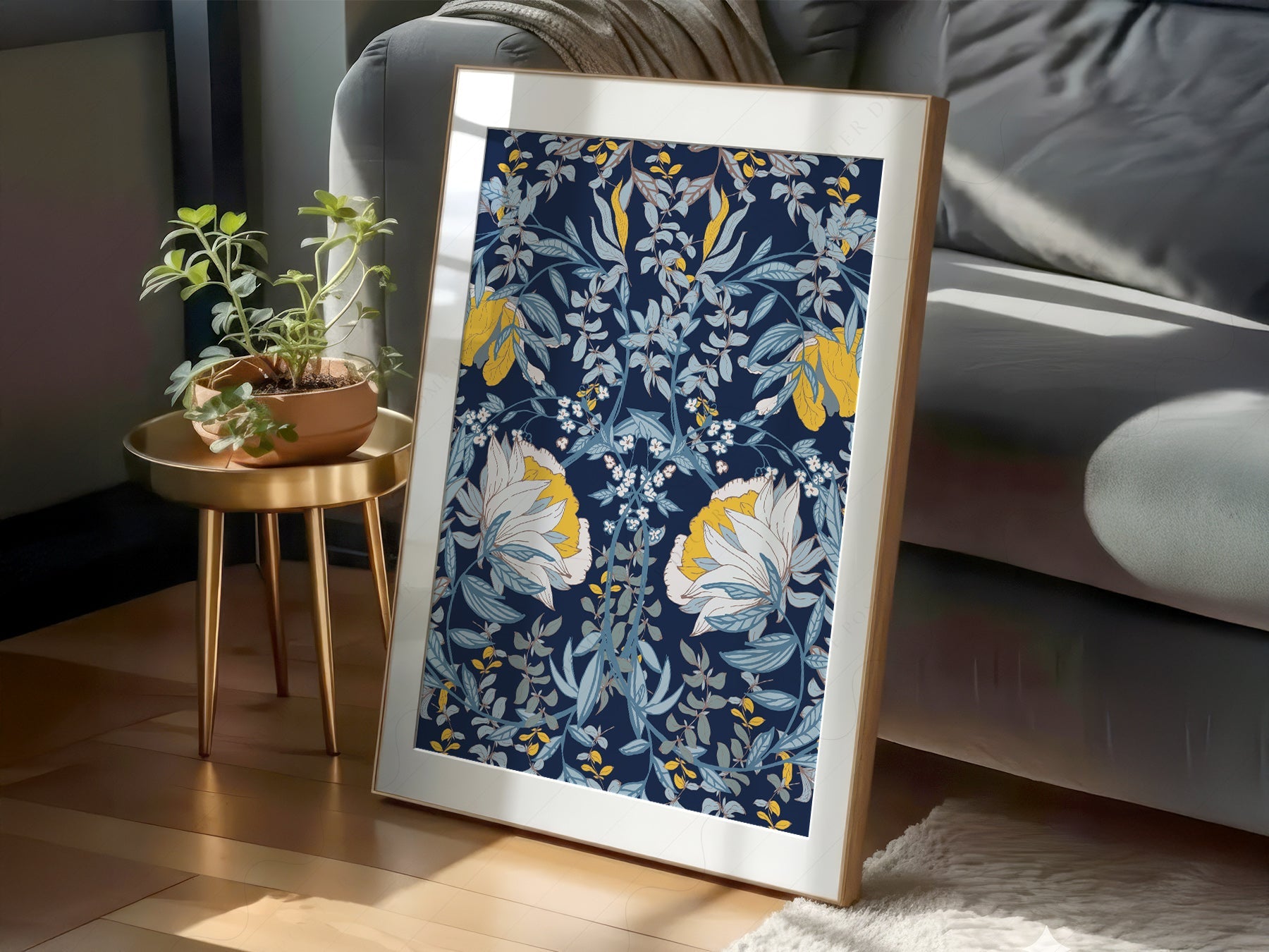 William Morris Blue Floral Art Print – Botanical Wall Art Poster