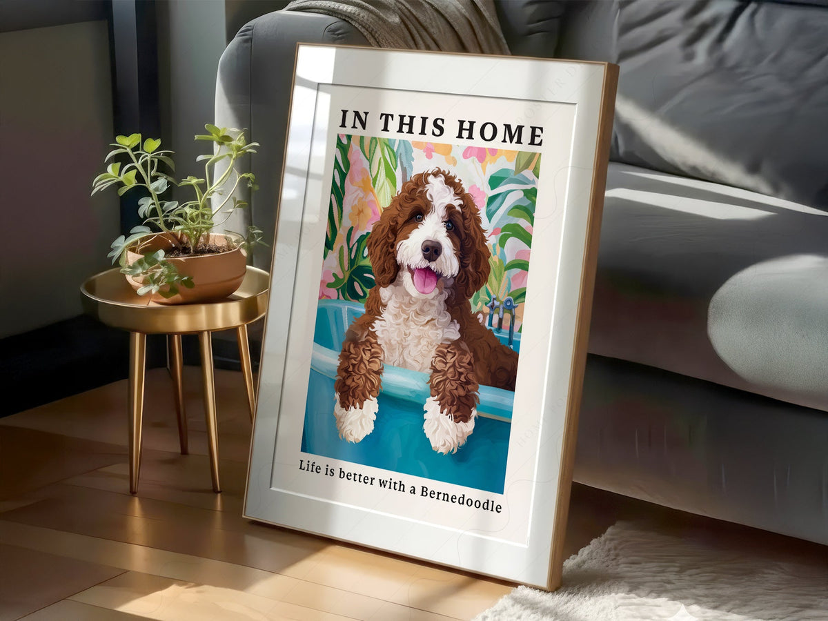 Bernedoodle Dog Art Print – Colorful Pet Portrait Wall Decor Poster