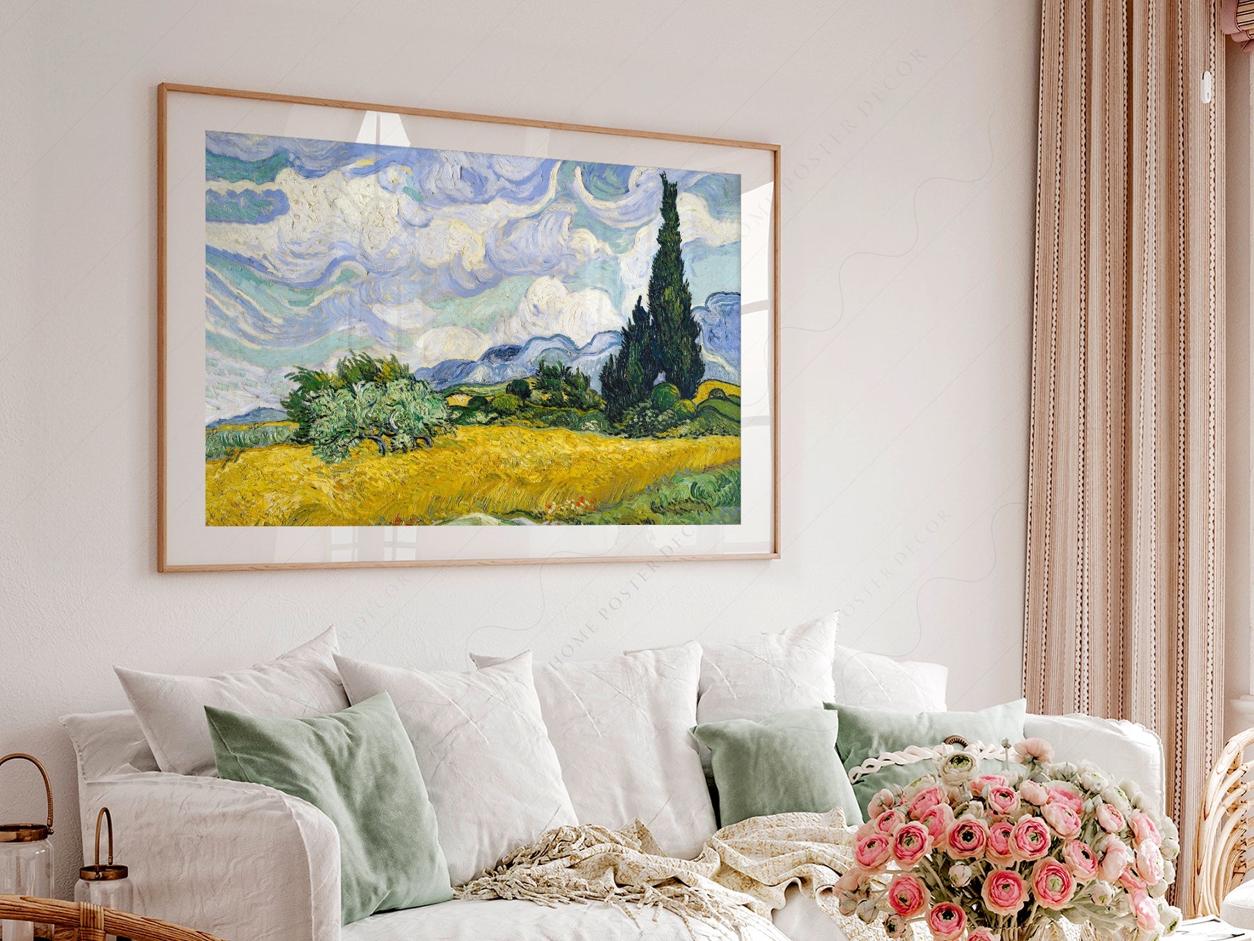 Vincent Van Gogh Wheat Fields with Cypresses Print – Famous Painting Wall Art