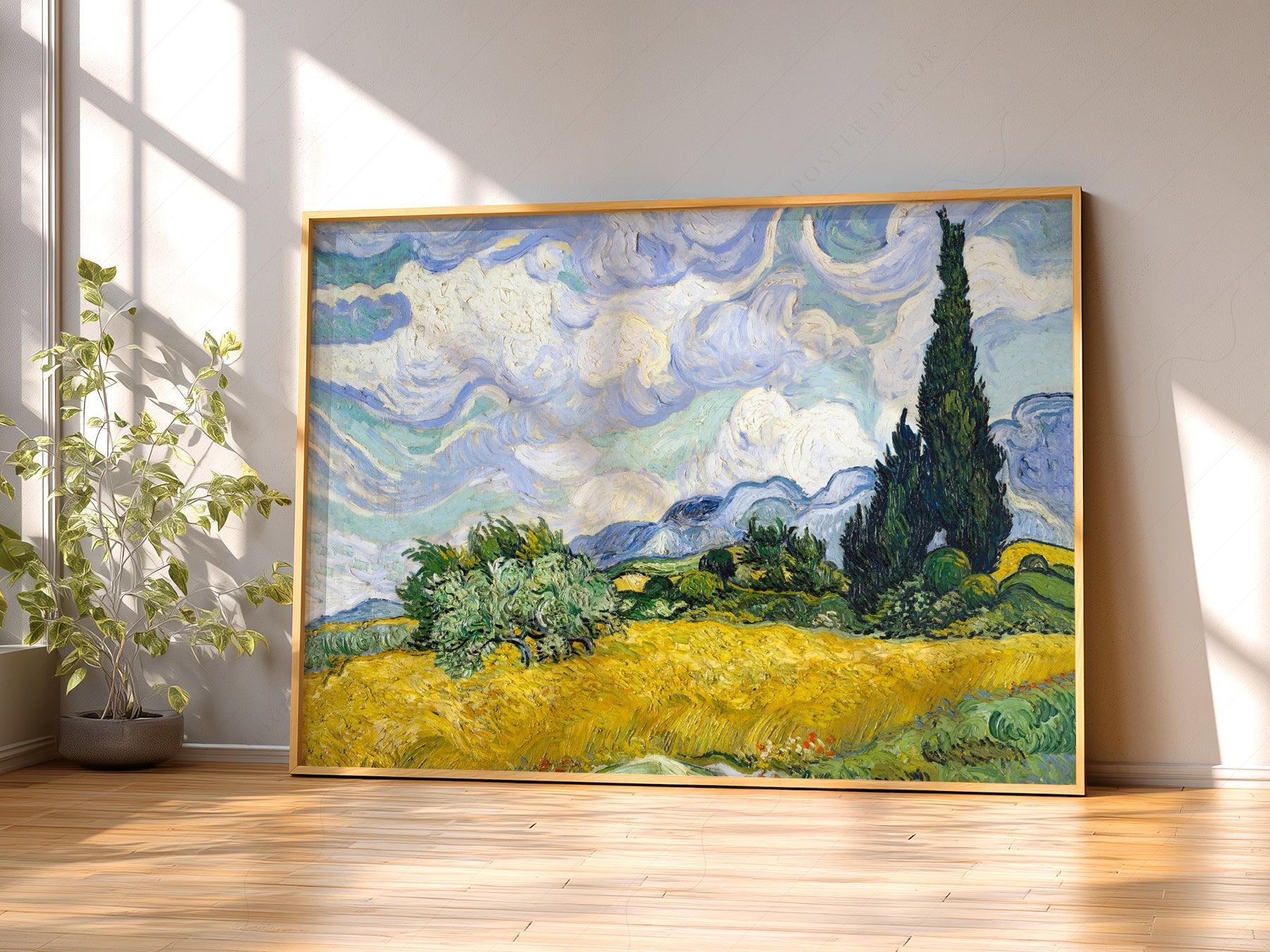Vincent Van Gogh Wheat Fields with Cypresses Print – Famous Painting Wall Art
