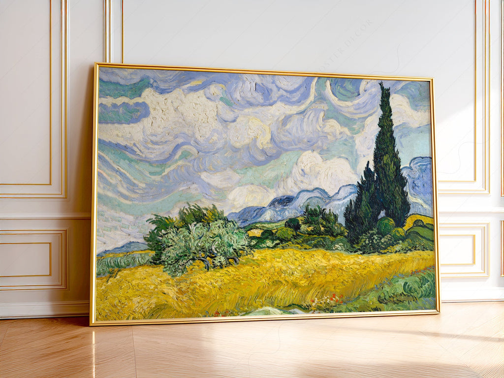 Vincent Van Gogh Wheat Fields with Cypresses Print – Famous Painting Wall Art