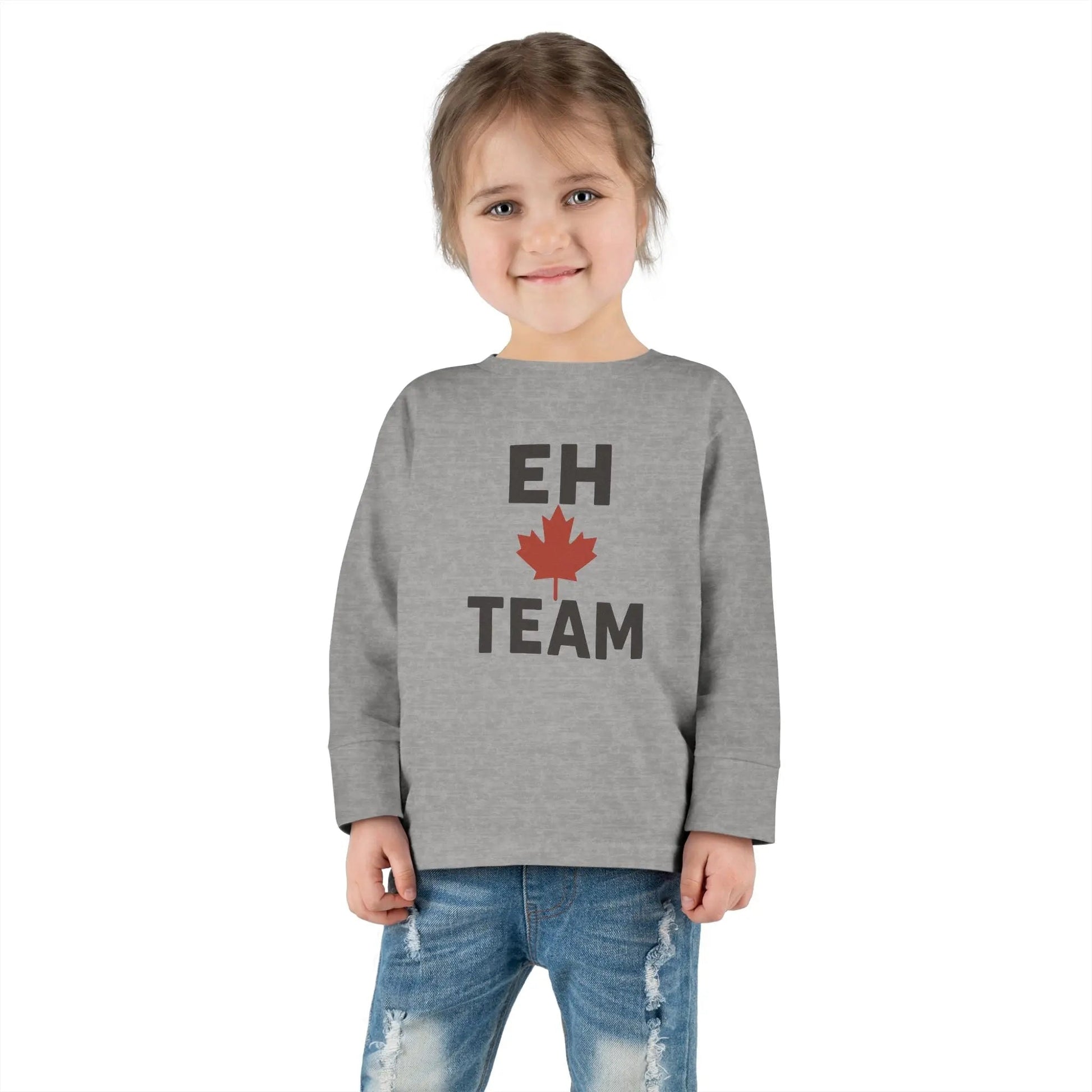 T-shirt à manches longues pour tout-petit Maple Stick « Eh Team » – Fierté de la feuille d'érable