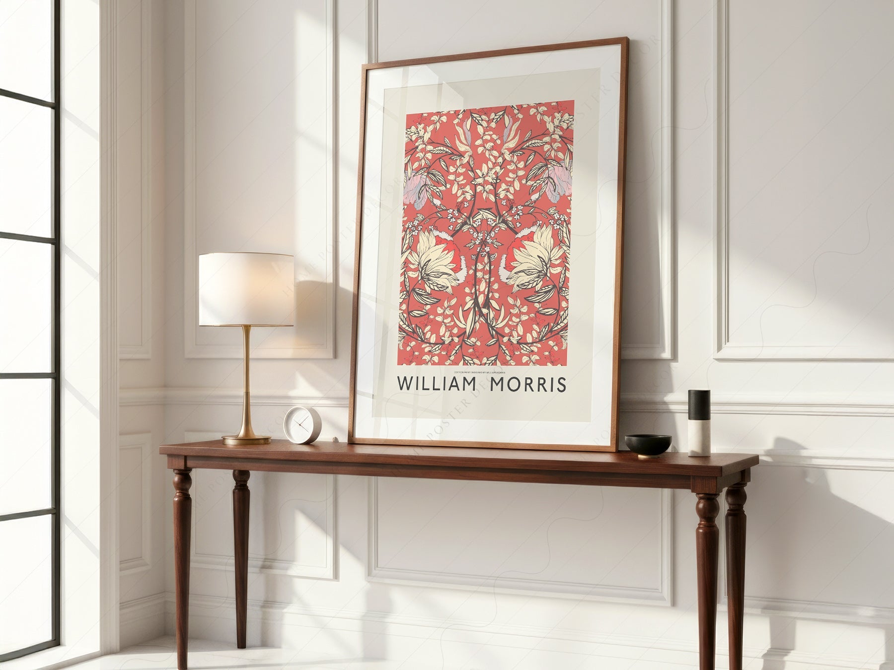 William Morris Red Floral Cotton Print – Arts & Crafts Wall Art Poster