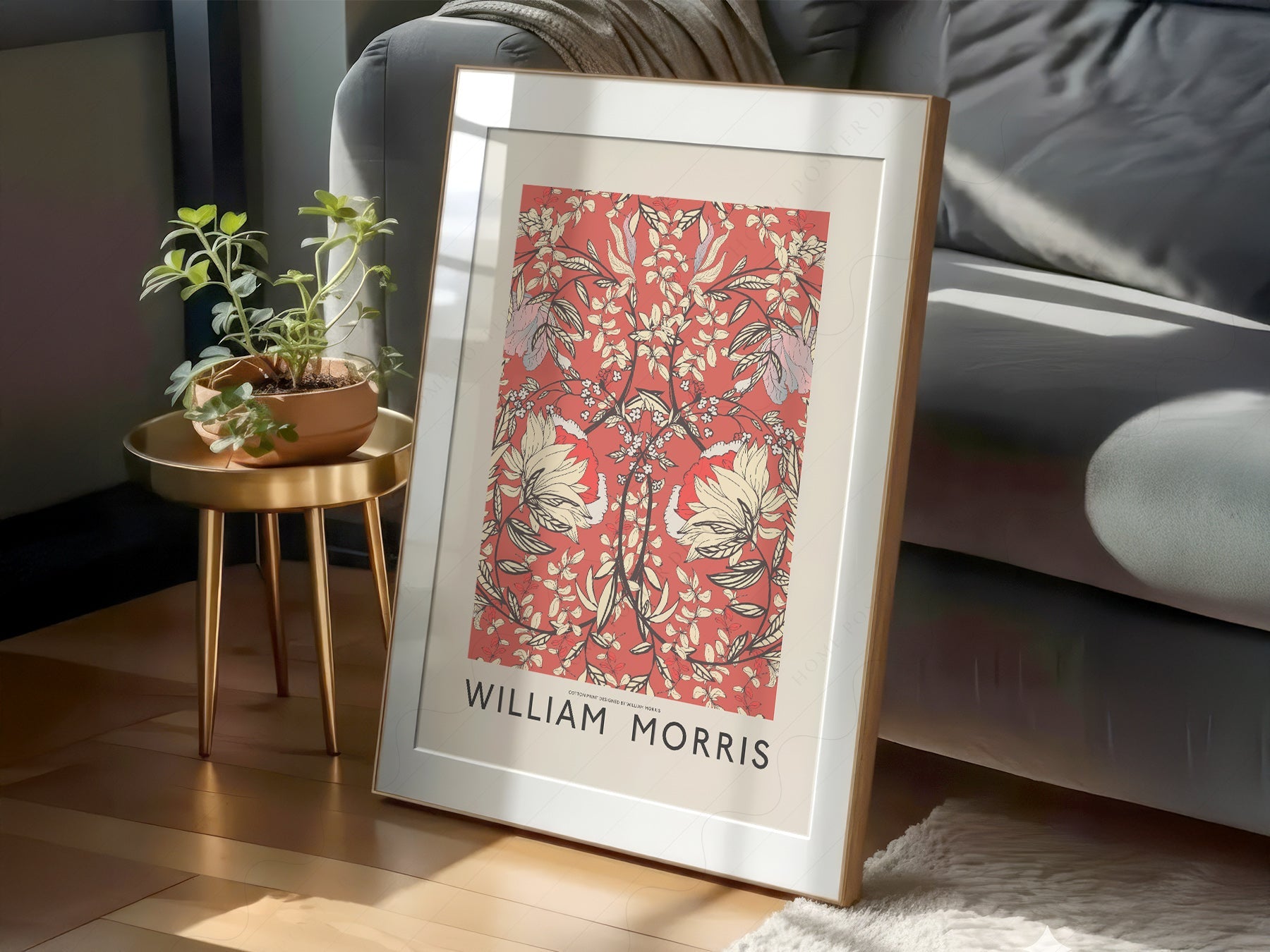 William Morris Red Floral Cotton Print – Arts & Crafts Wall Art Poster