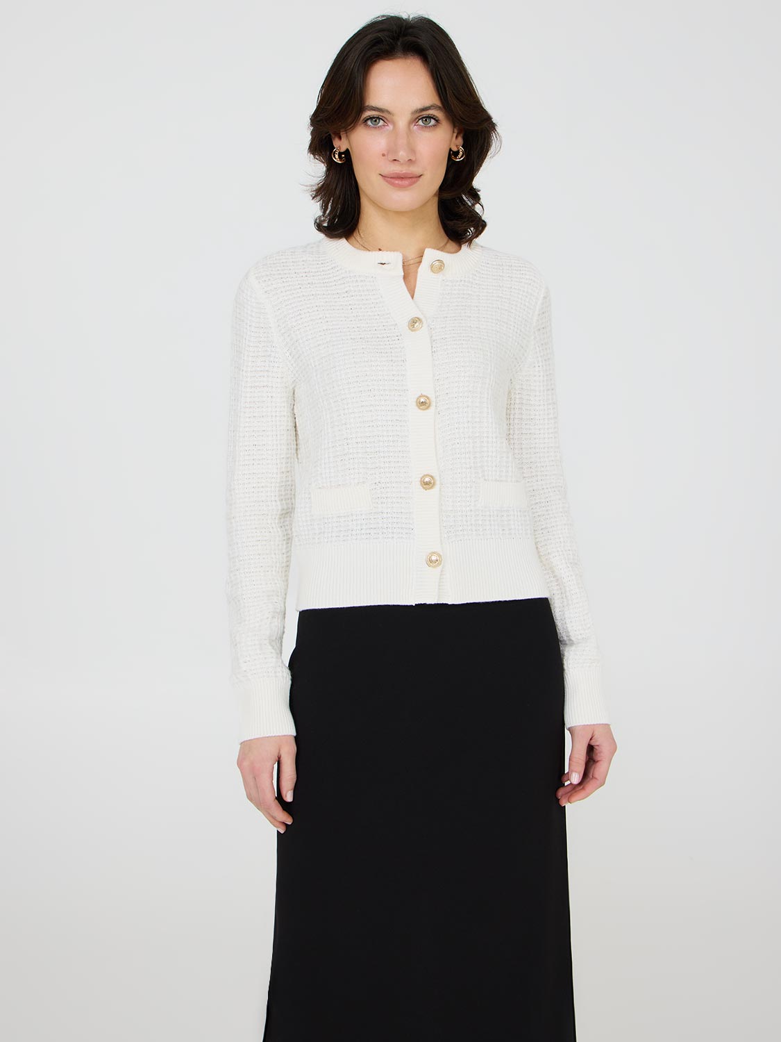 Cardigan boutonné en tweed