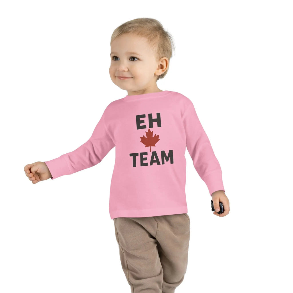 T-shirt à manches longues pour tout-petit Maple Stick « Eh Team » – Fierté de la feuille d'érable