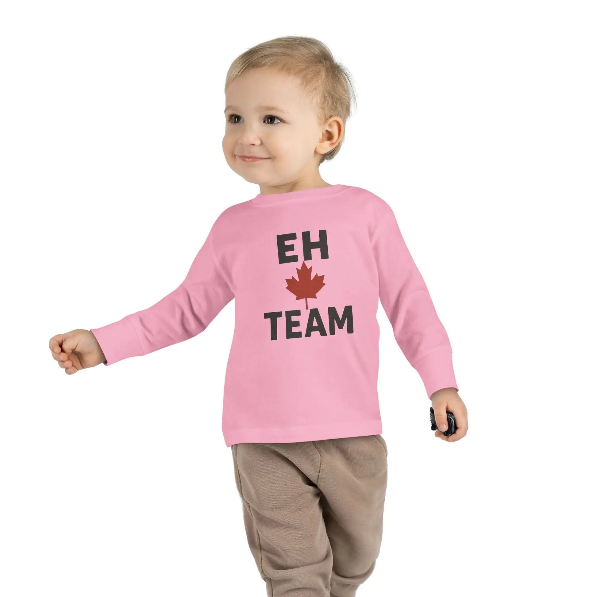 T-shirt à manches longues pour tout-petit Maple Stick « Eh Team » – Fierté de la feuille d'érable