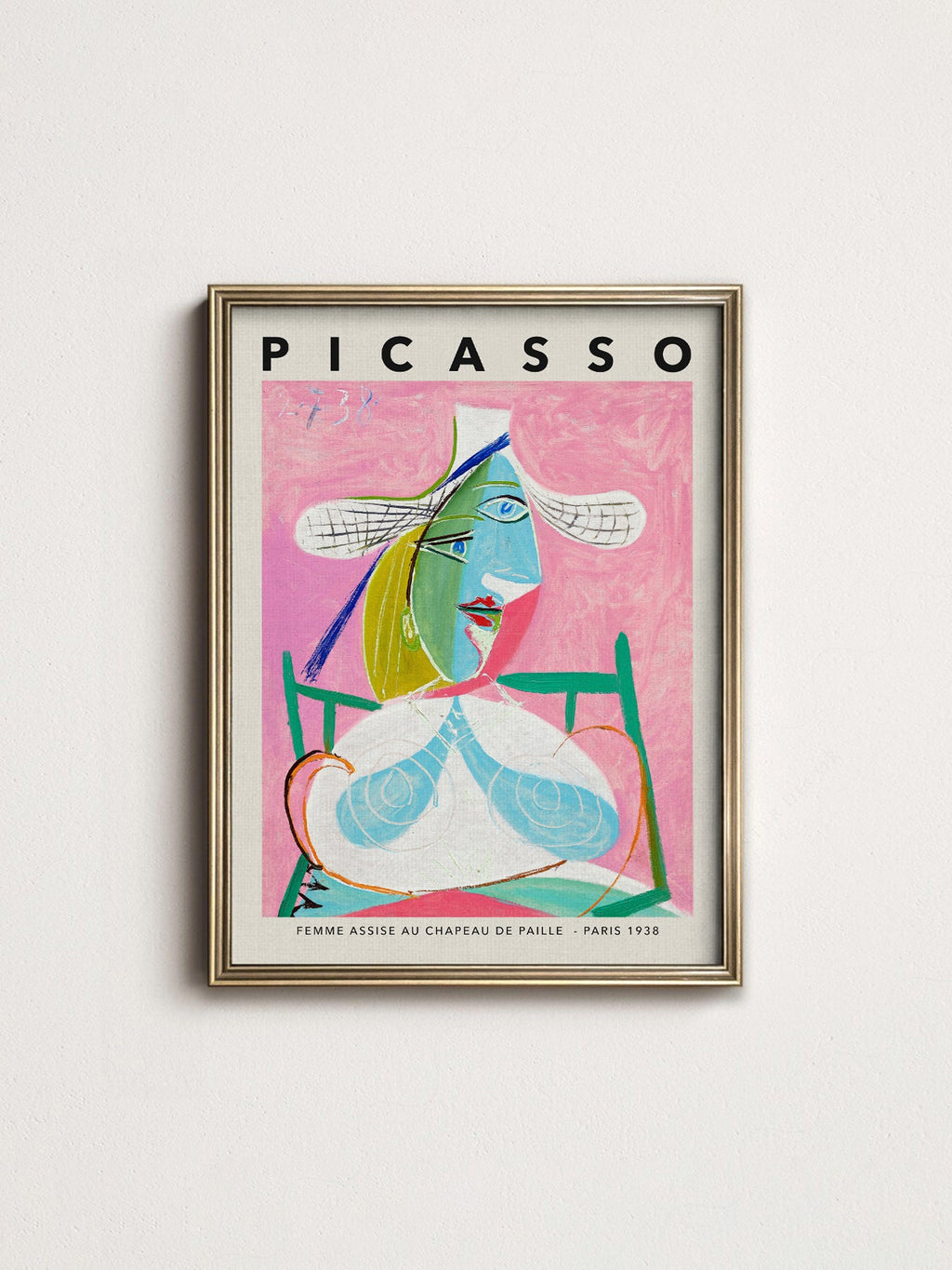 Pablo Picasso Femme Assise au Chapeau de Paille Print – Cubist Wall Art