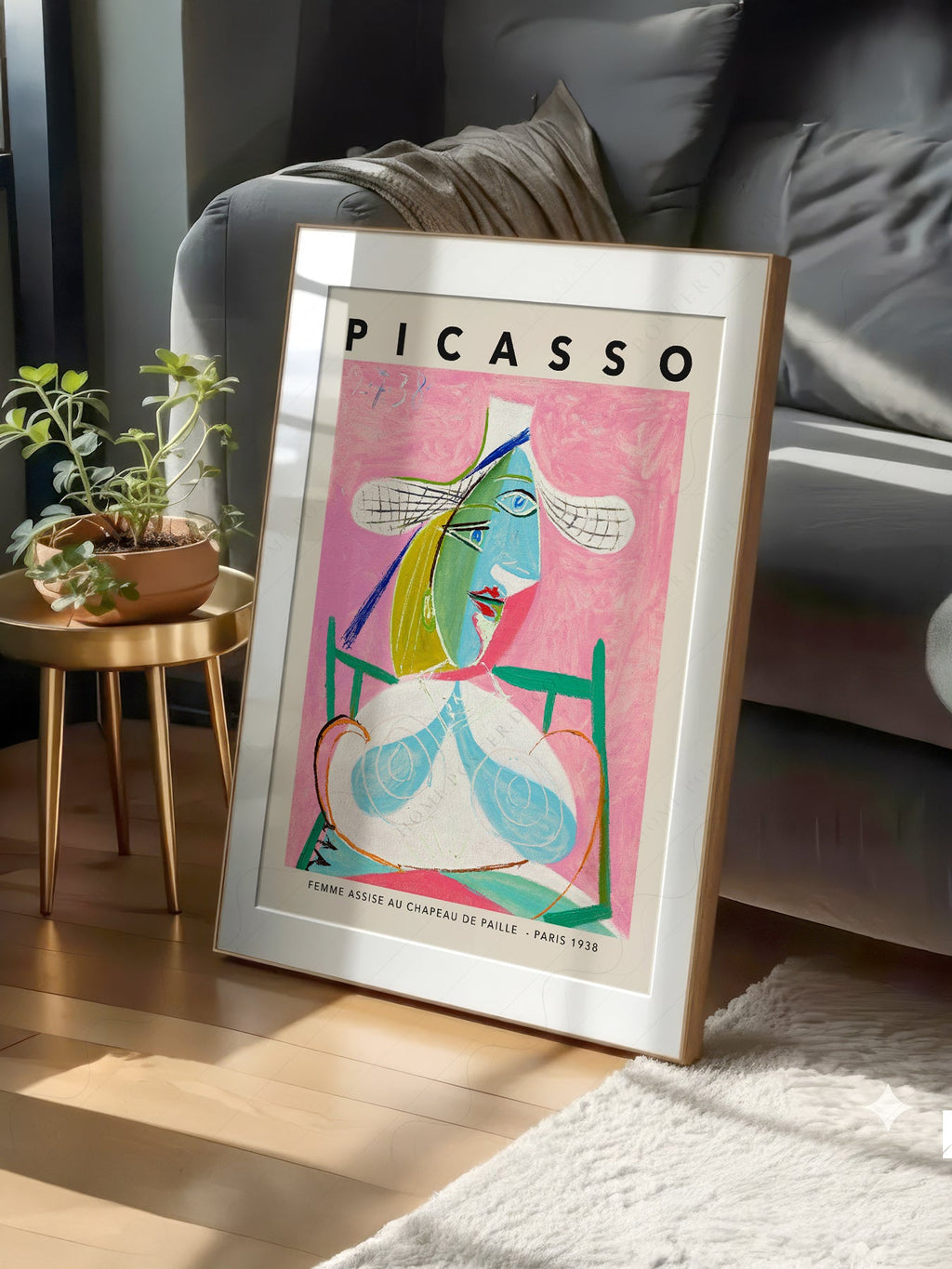 Pablo Picasso Femme Assise au Chapeau de Paille Print – Cubist Wall Art