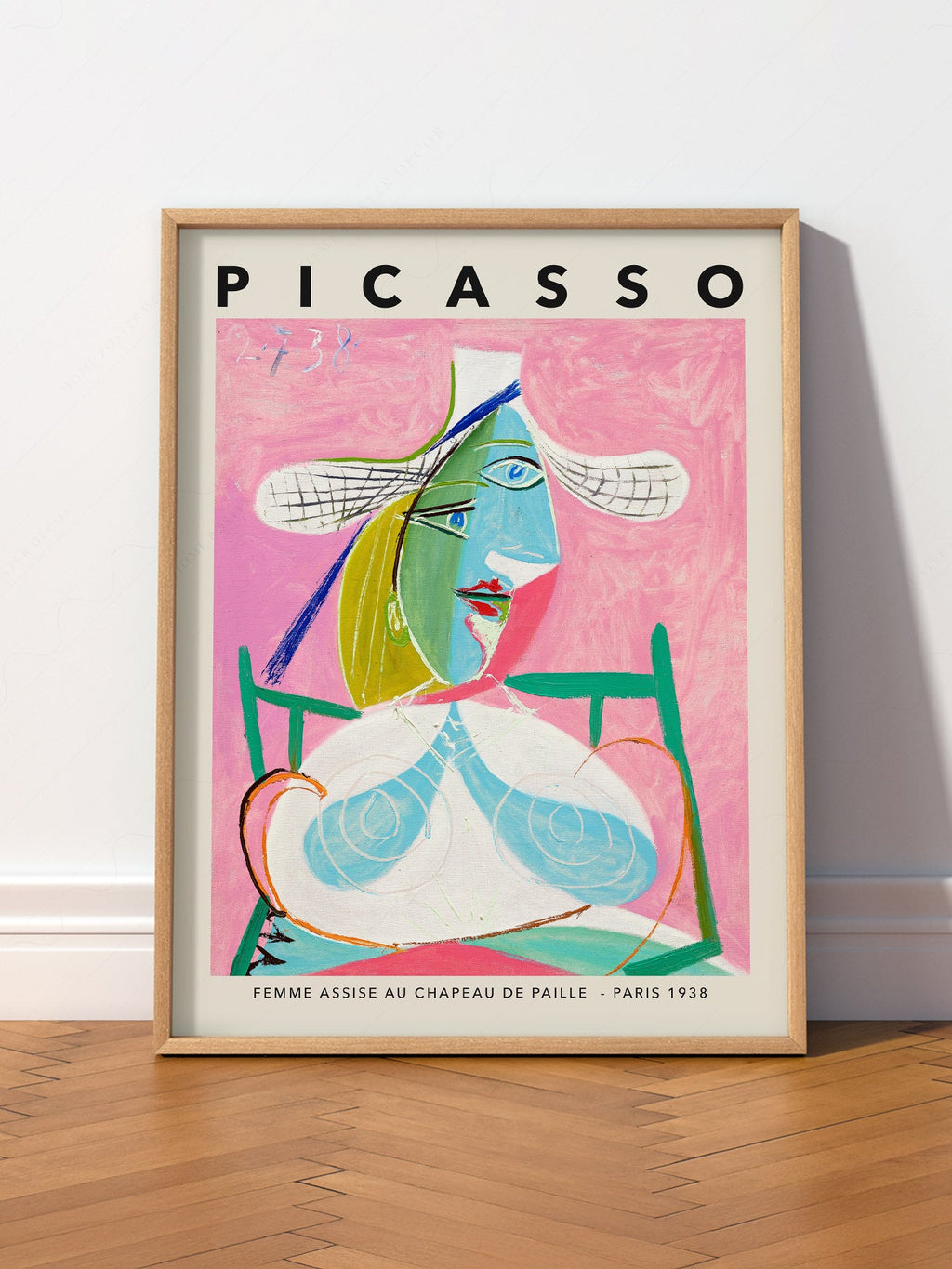 Pablo Picasso Femme Assise au Chapeau de Paille Print – Cubist Wall Art