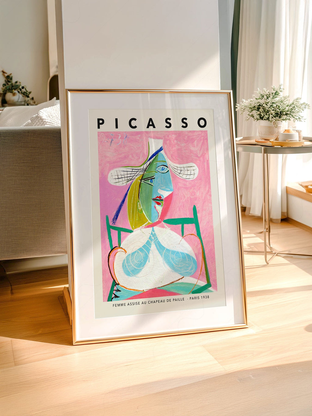 Pablo Picasso Femme Assise au Chapeau de Paille Print – Cubist Wall Art