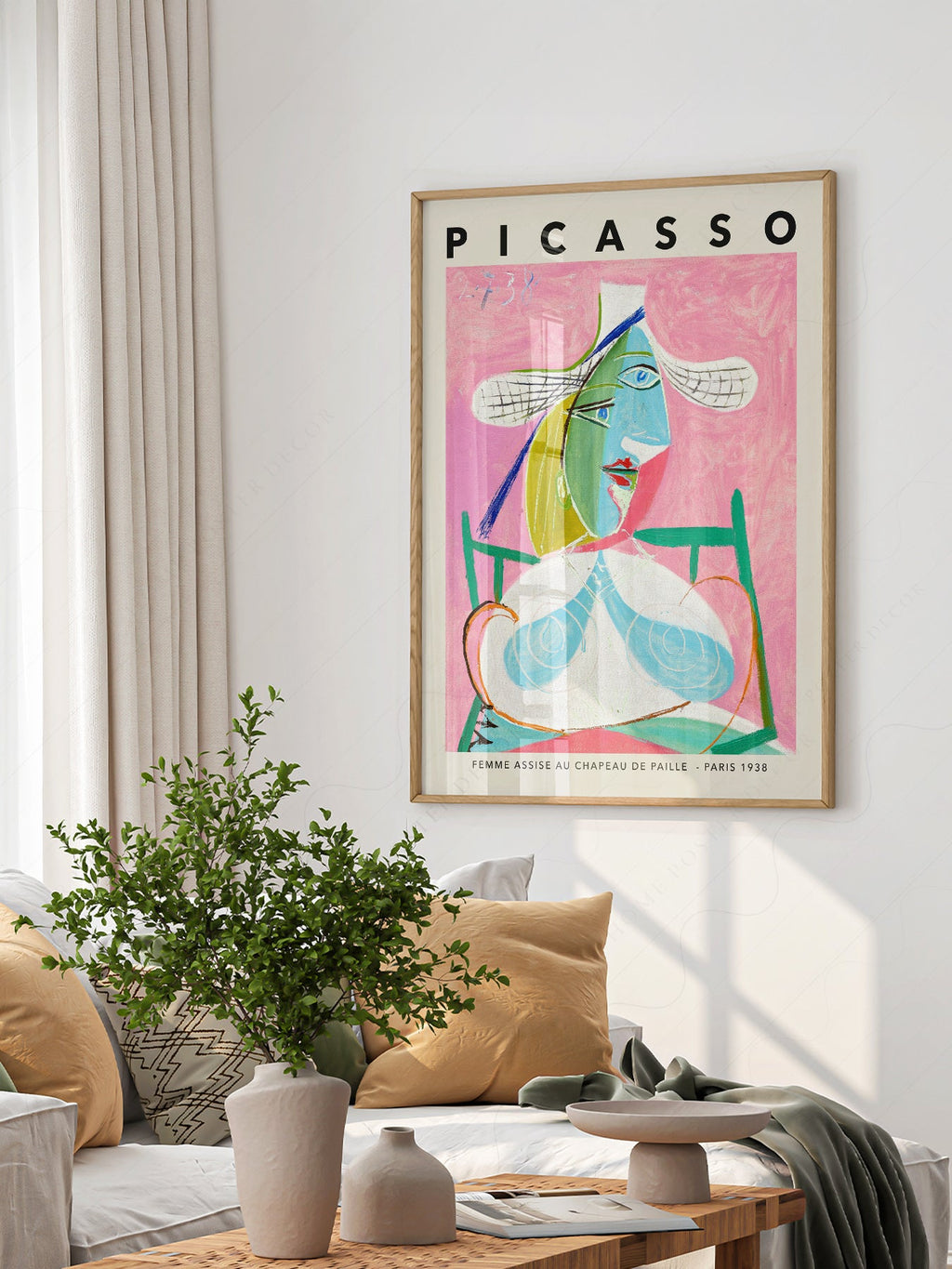 Pablo Picasso Femme Assise au Chapeau de Paille Print – Cubist Wall Art
