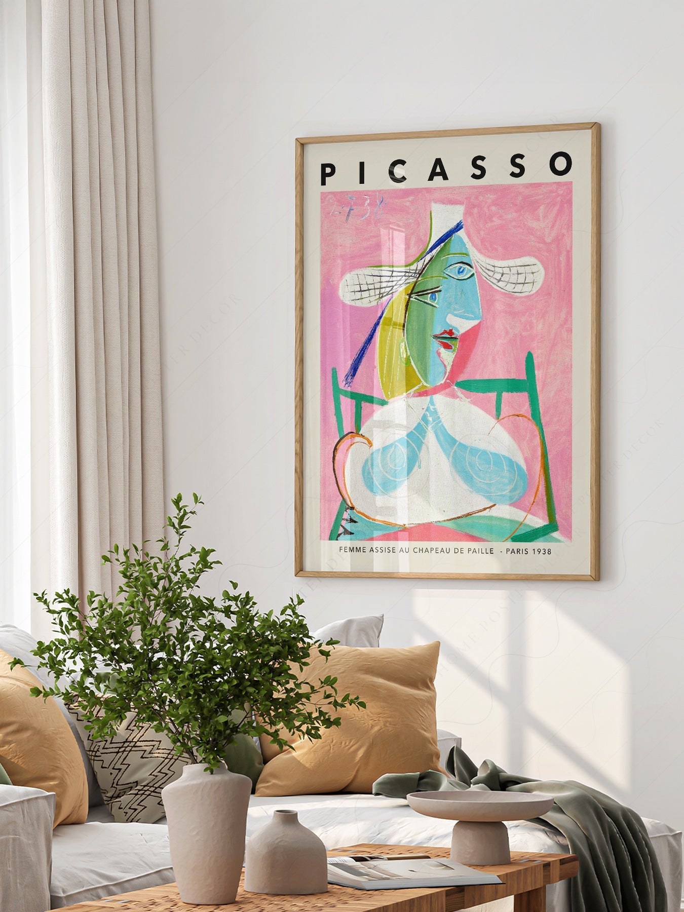 Pablo Picasso Femme Assise au Chapeau de Paille Print – Cubist Wall Art