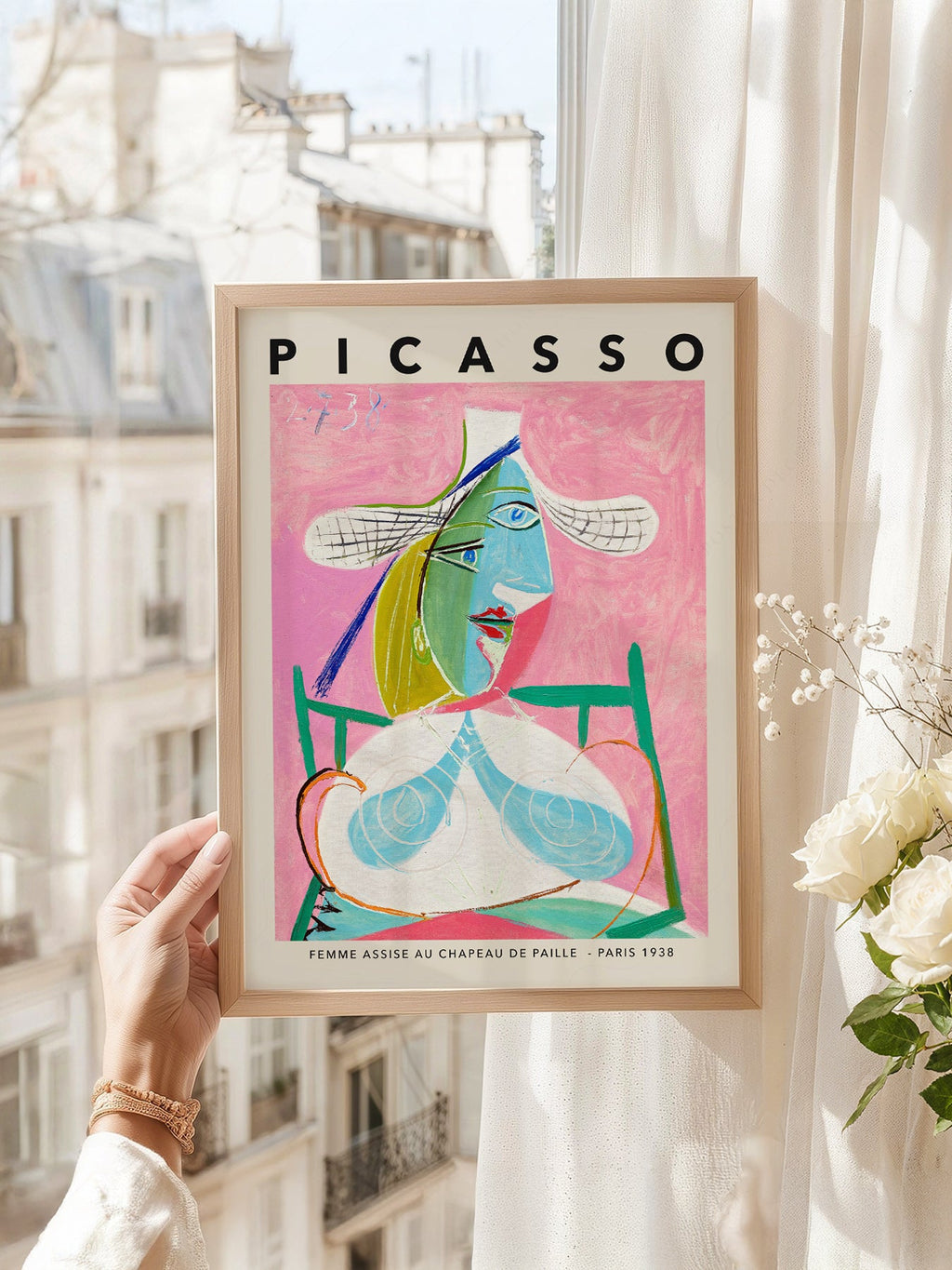 Pablo Picasso Femme Assise au Chapeau de Paille Print – Cubist Wall Art