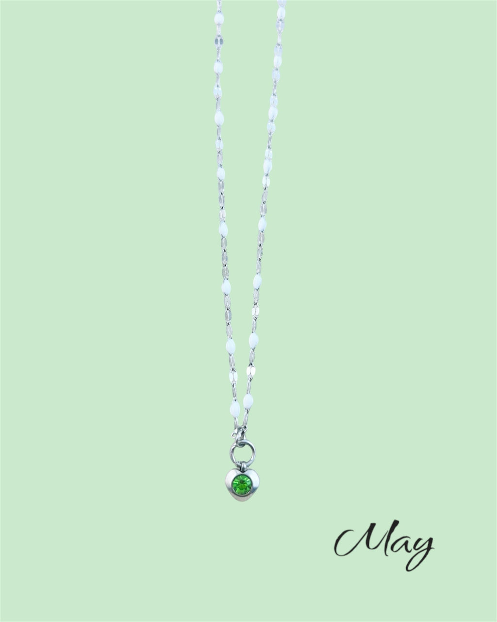 Colliers en argent avec pierres de cœur - différentes couleurs de pierres de naissance