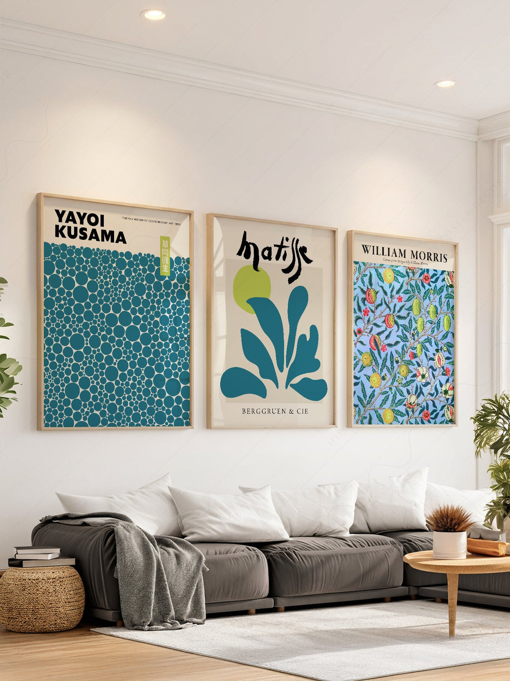 Kusama Matisse Morris Gallery Wall Set of 3 – Teal Blue Art Prints