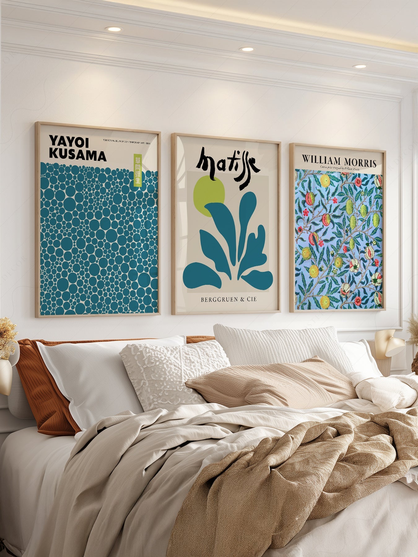 Kusama Matisse Morris Gallery Wall Set of 3 – Teal Blue Art Prints