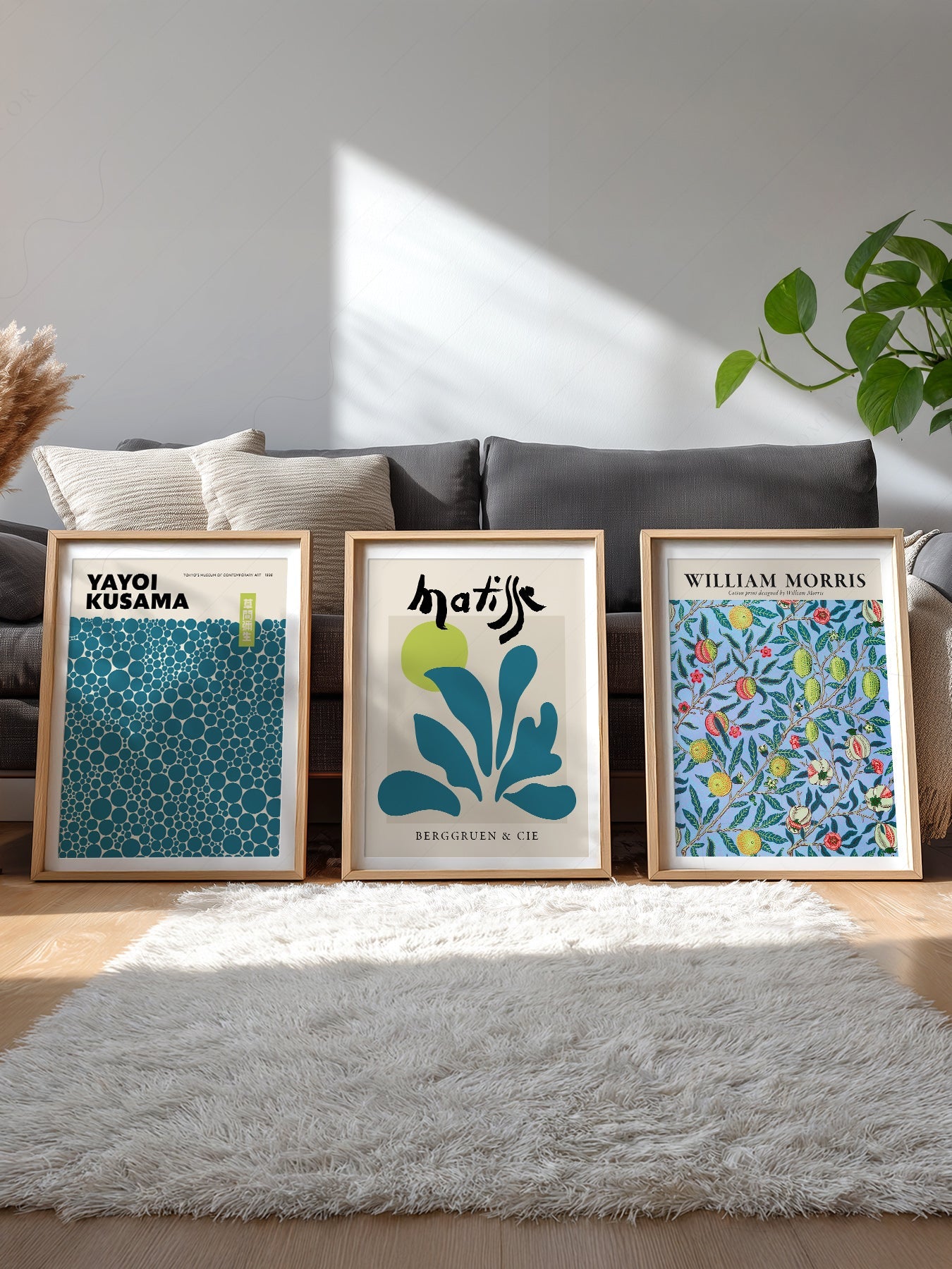 Kusama Matisse Morris Gallery Wall Set of 3 – Teal Blue Art Prints