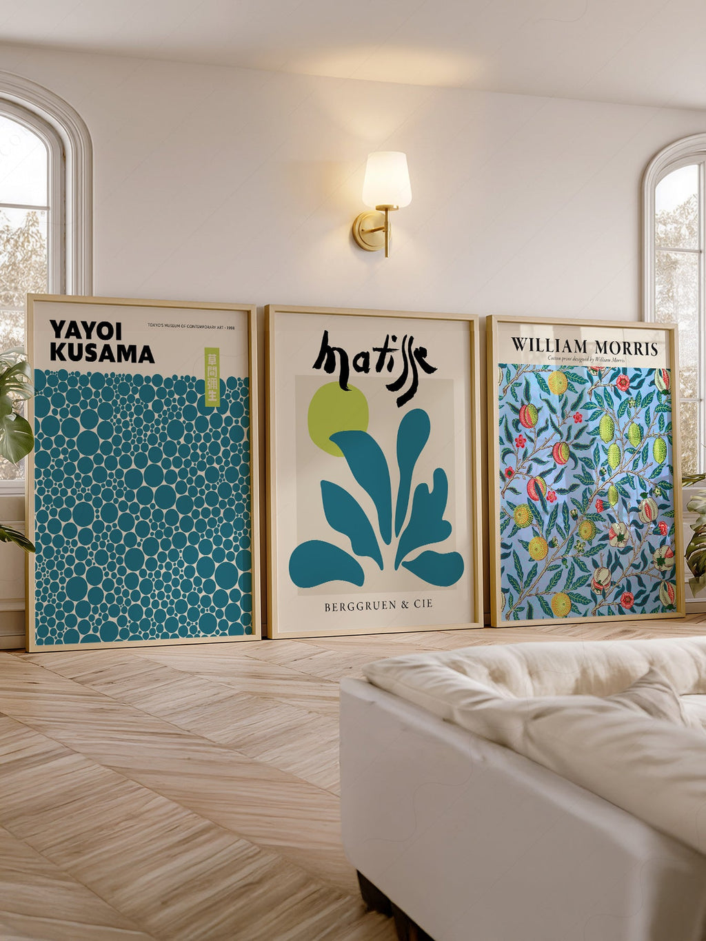 Kusama Matisse Morris Gallery Wall Set of 3 – Teal Blue Art Prints