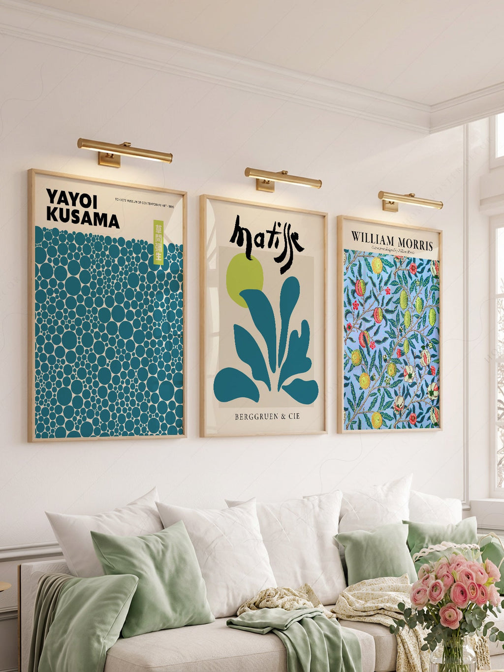 Kusama Matisse Morris Gallery Wall Set of 3 – Teal Blue Art Prints