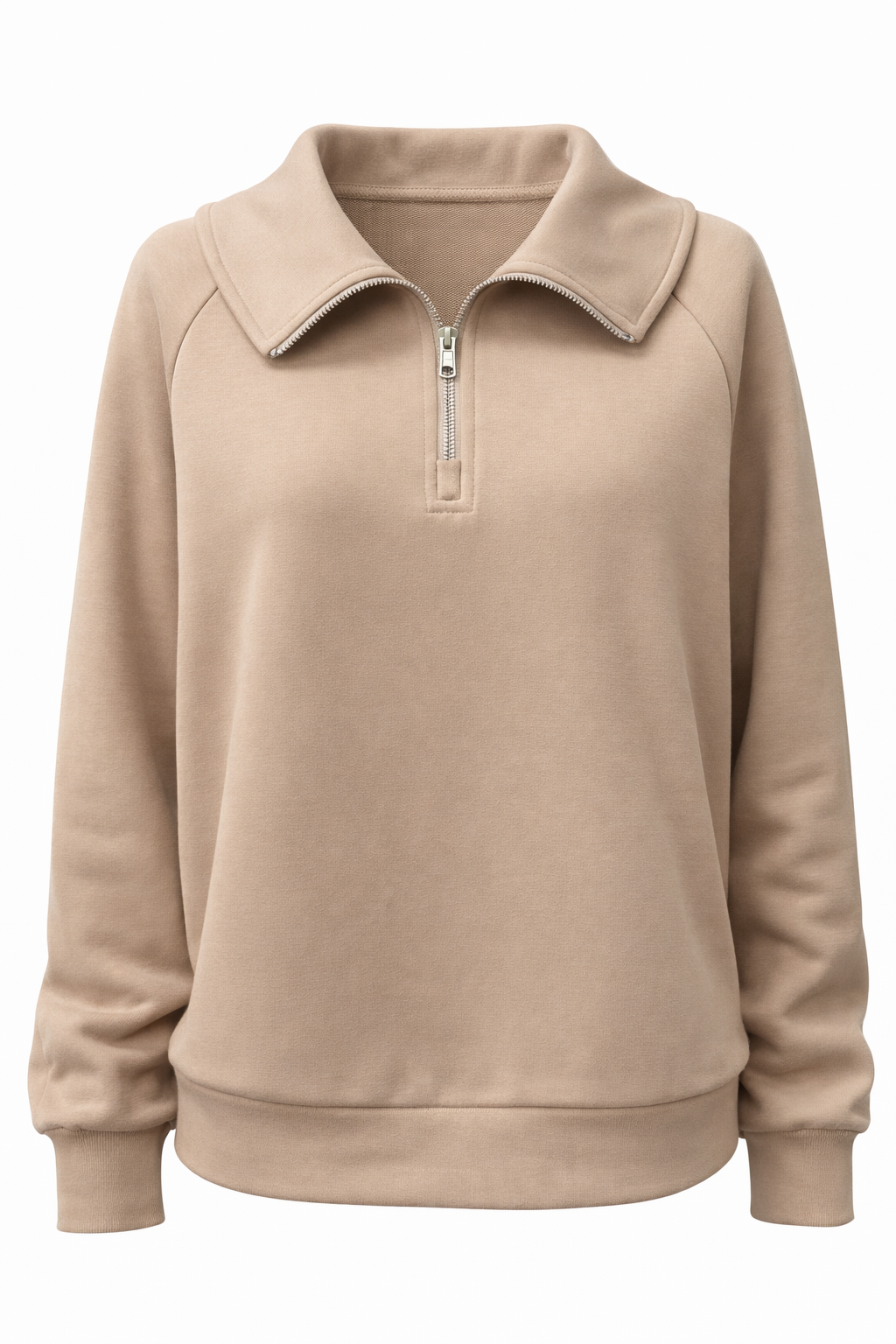 Maeve Luxeflow - Relaxed 3/4 Zip Top In Mocha Mousse