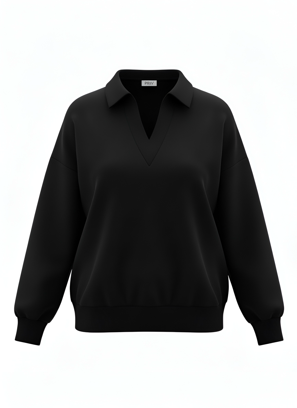 Ella Luxeflow - Long Sleeve Polo In Black