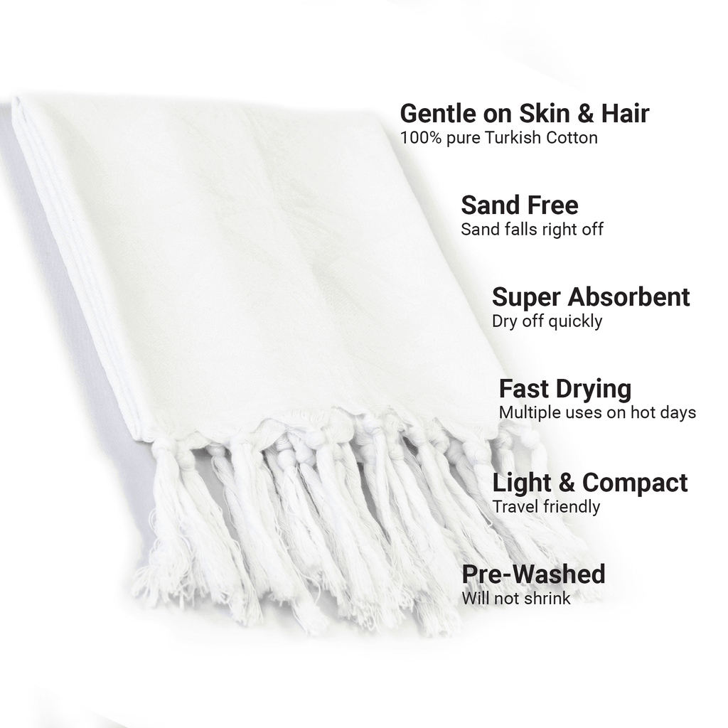 Spa Quality Turkish Hand Towel in White with a Surface Pattern Texture