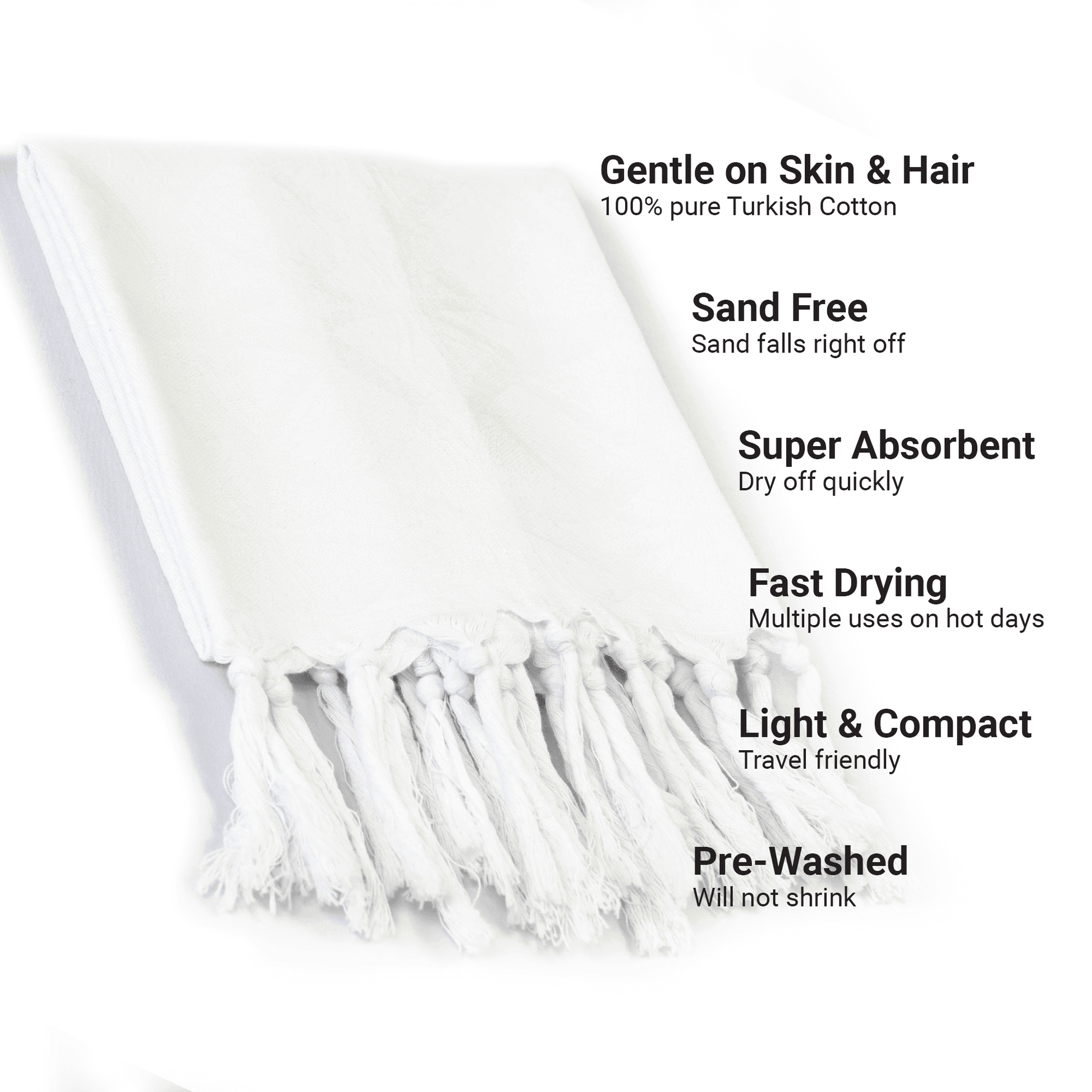Spa Quality Turkish Hand Towel in White with a Surface Pattern Texture