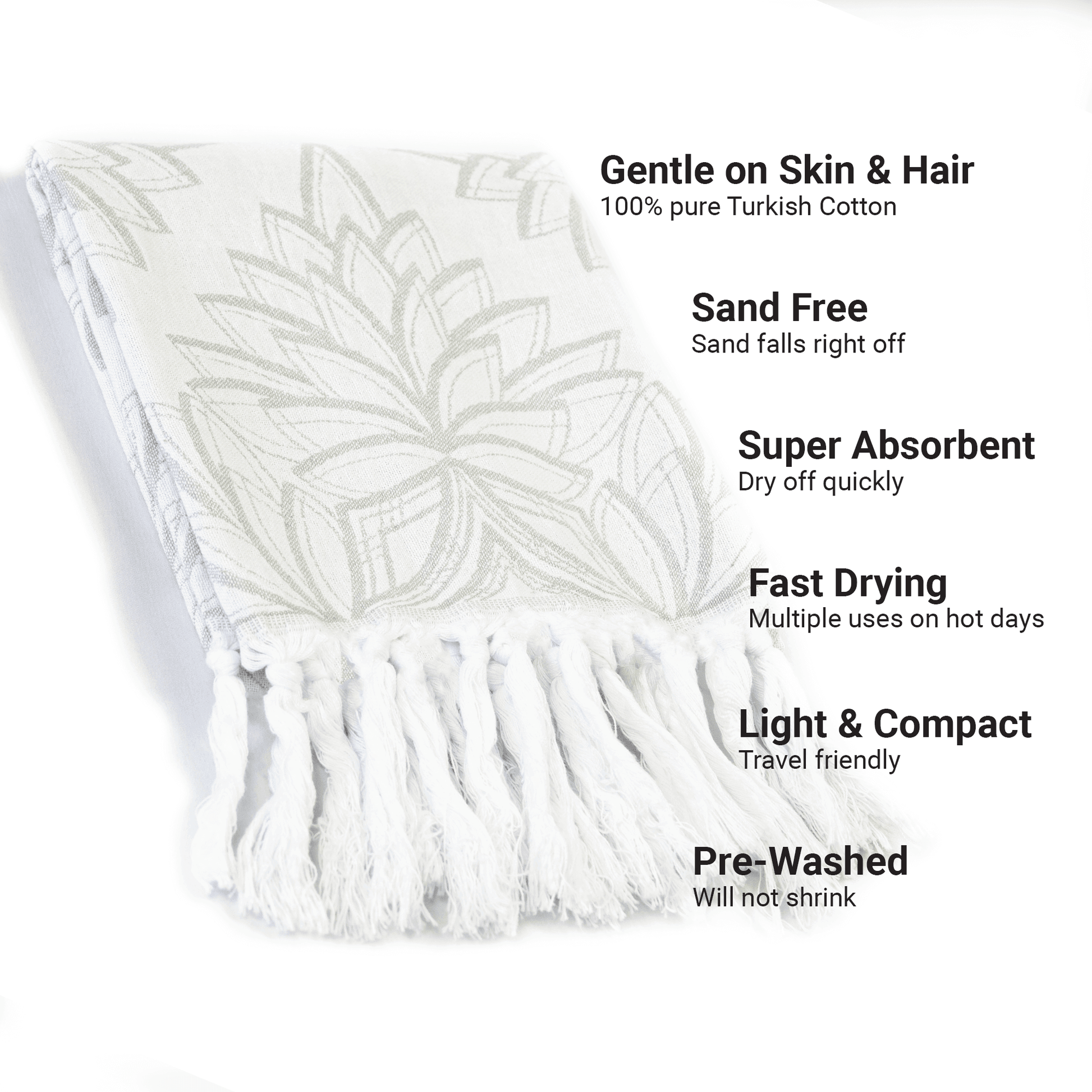 Turkish Towels Canada | Hand Towel | Grey + White