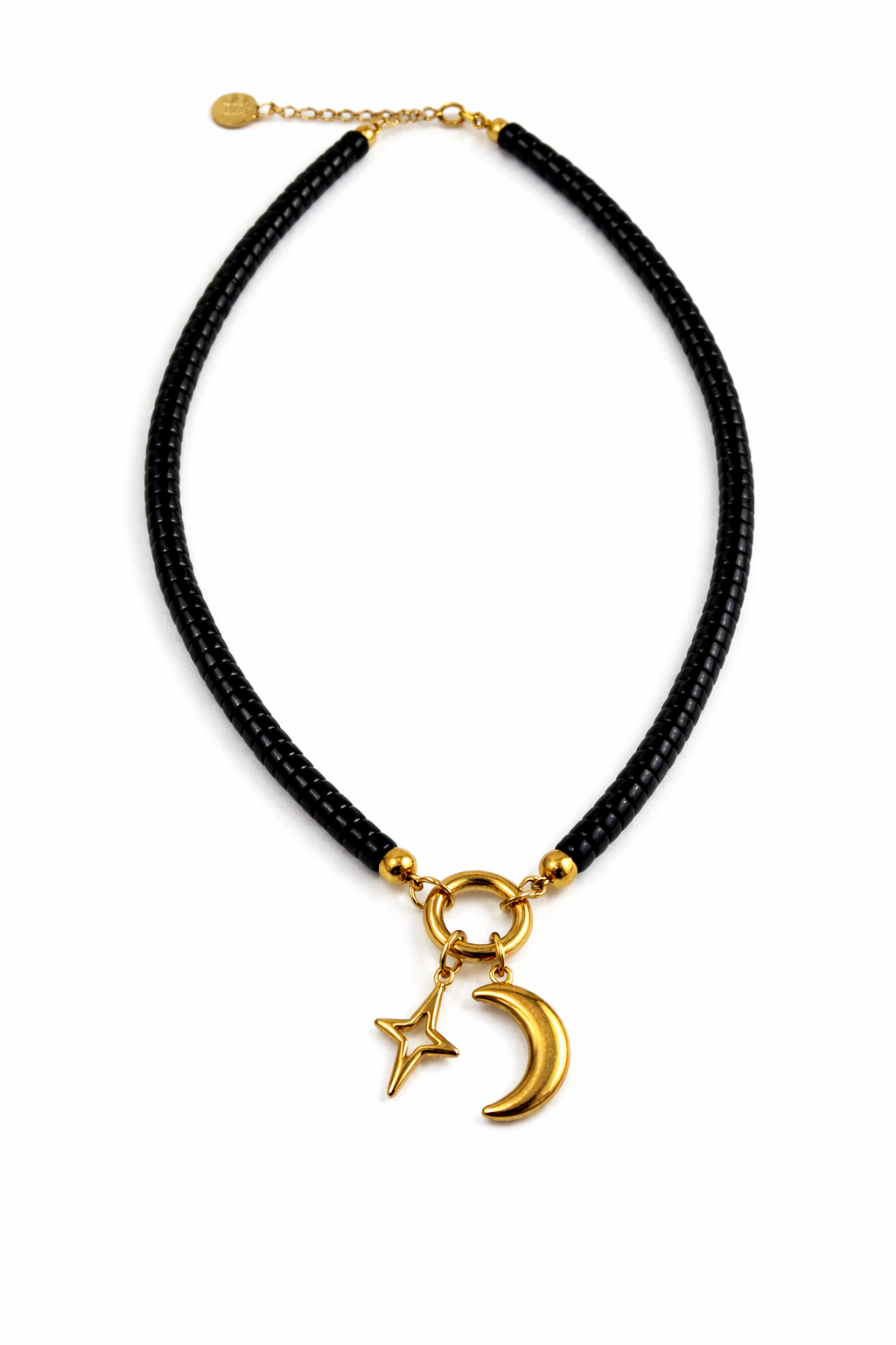 Gold Sculptural Leather Cord Necklace