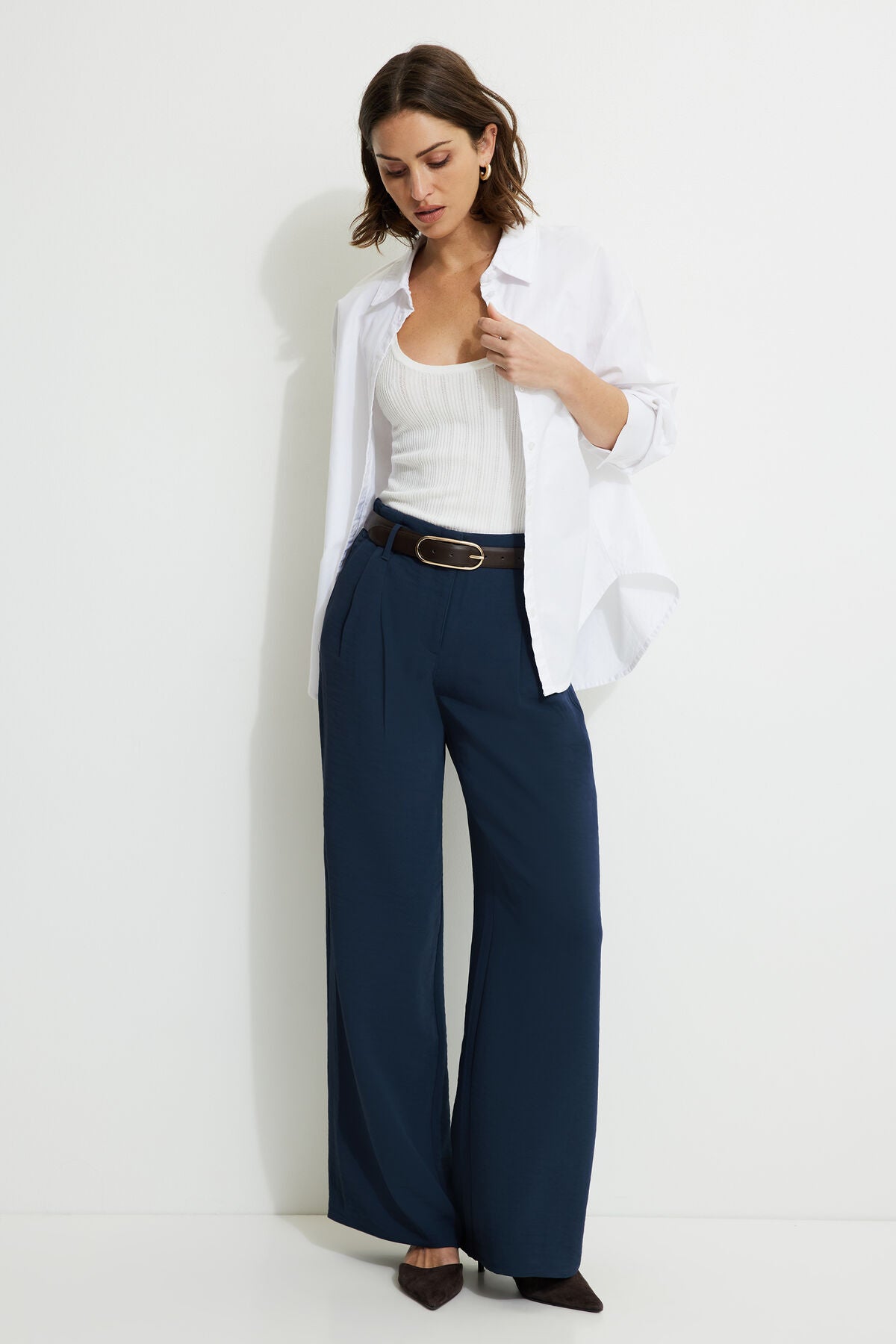 Pantalon large taille mi-haute Jourdan