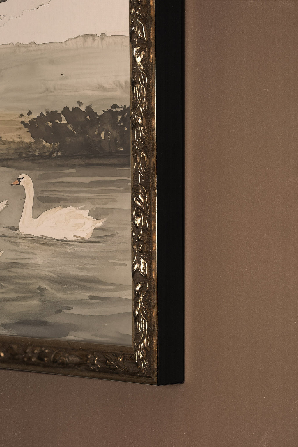 Swan Lake, Vintage Silver Frame