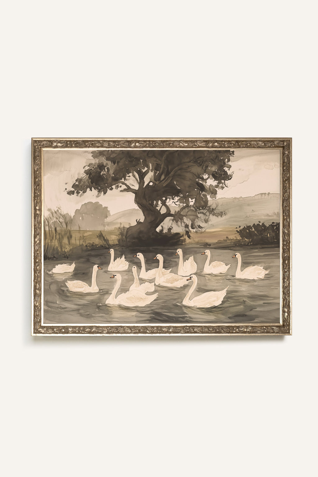 Swan Lake, Vintage Silver Frame