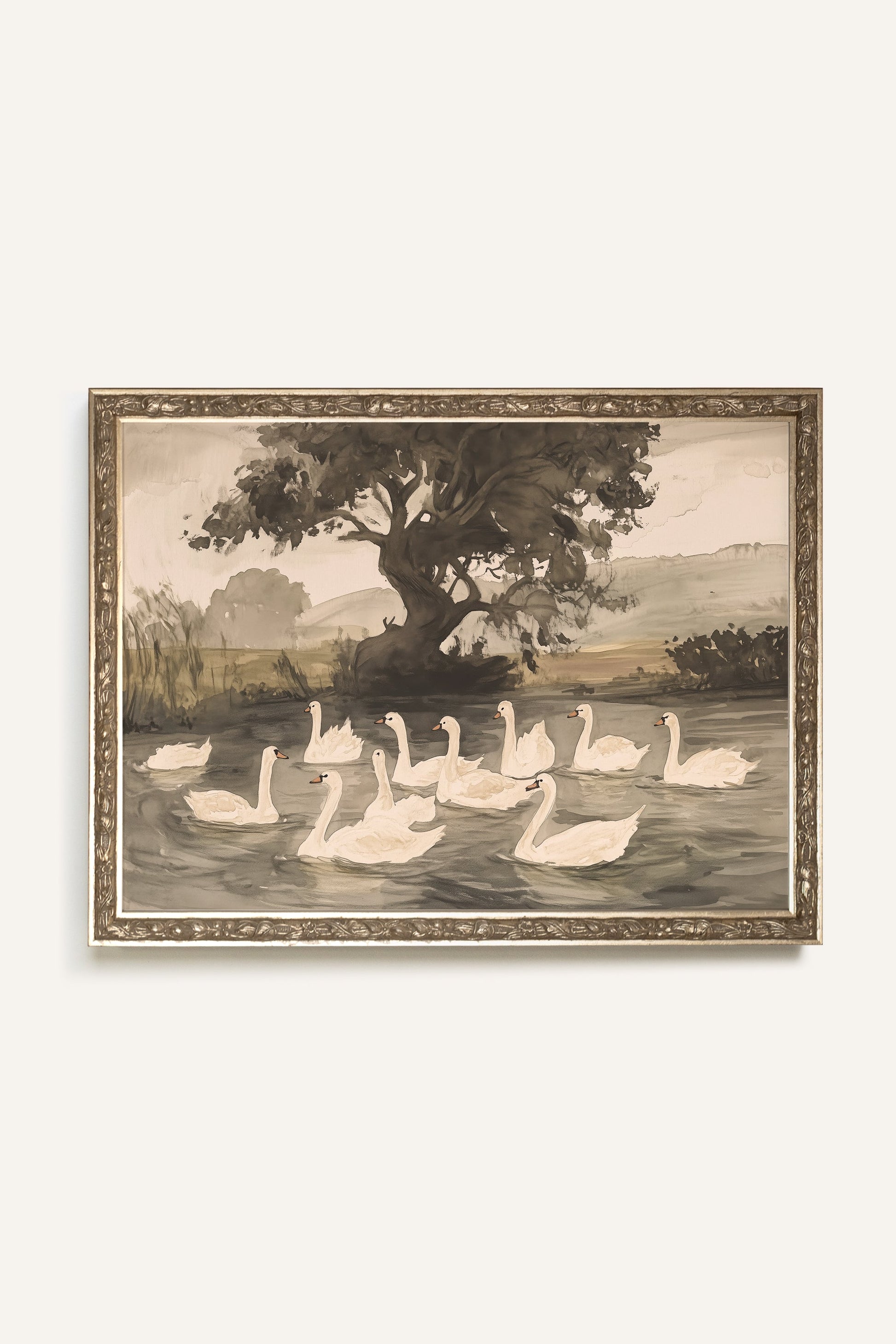 Swan Lake, Vintage Silver Frame