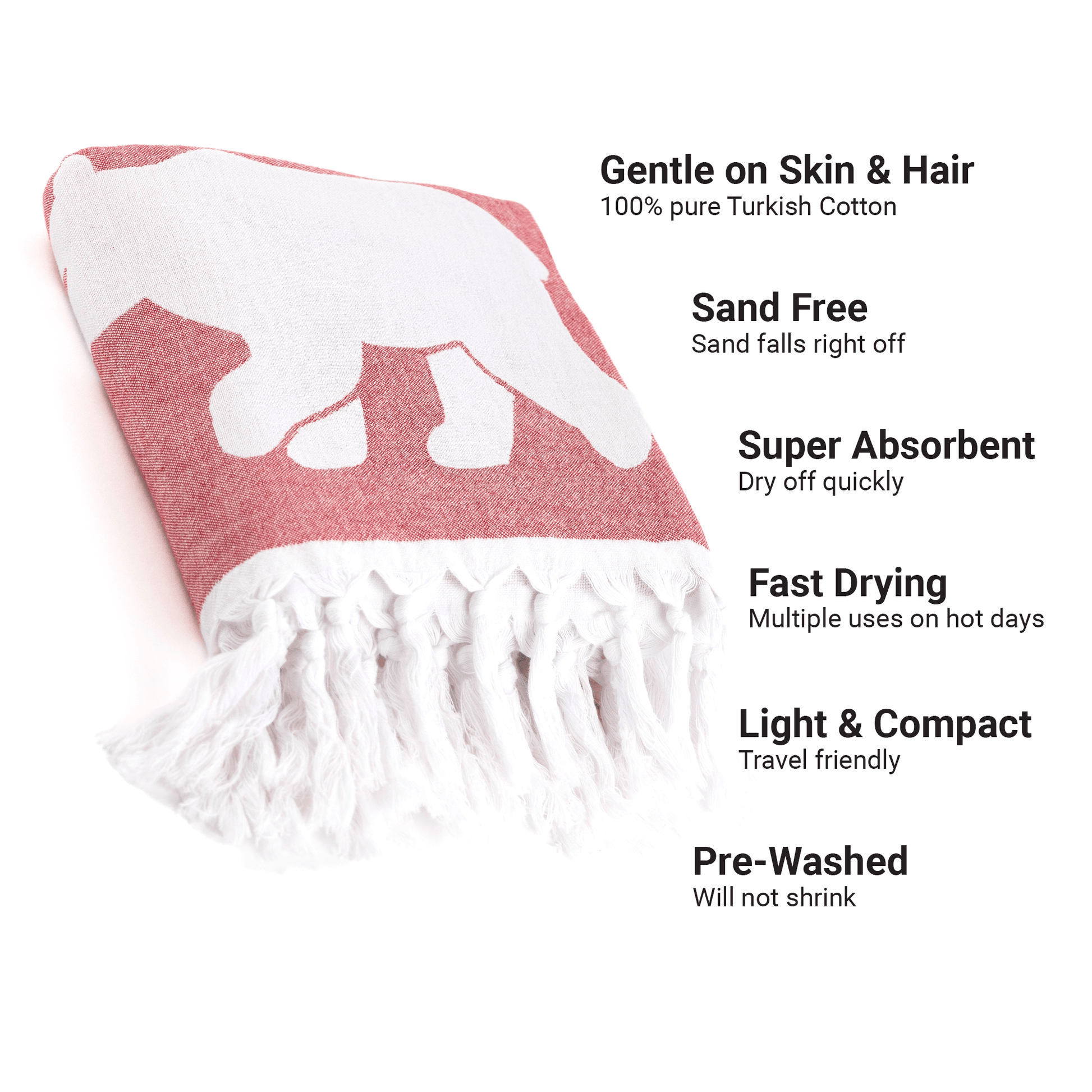 Everyday Luxury Turkish Body Towel in Red & White Canadian Bears
