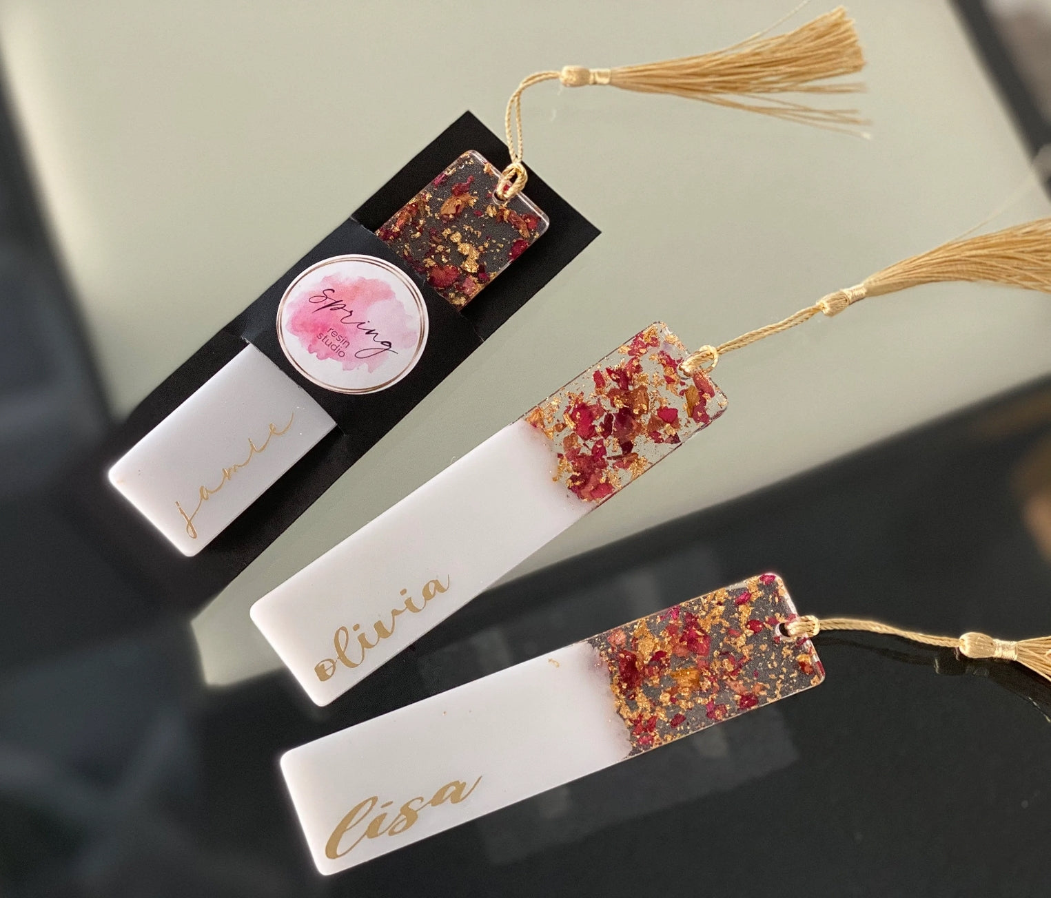 Rose Petal Resin Bookmark