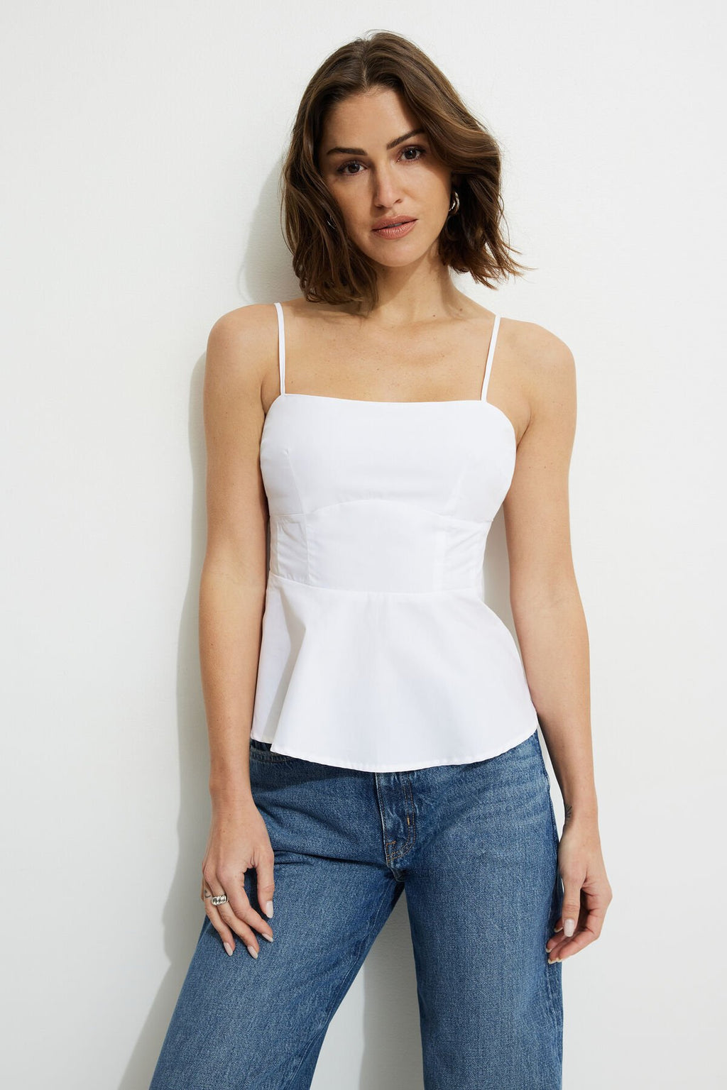 Peplum Poplin Cami Top